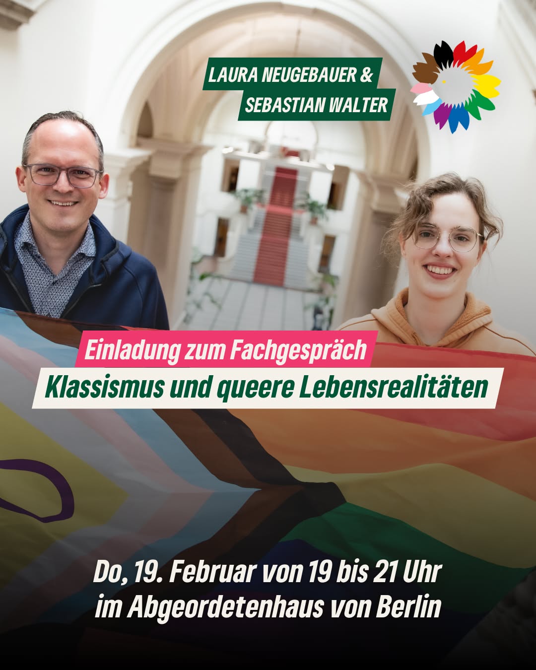 Klassismus ist auch ein queeres Thema.
Und trotzdem wird er oft übersehen – selbst in progressiven Räumen.
Soziale Herkunft, Armut und Prekarität beeinflussen, wer Zugang zu queeren Angeboten, Wohnraum, Beratung und politischer Teilhabe hat. Gleichzeitig können Queerfeindlichkeit und Diskriminierung selbst in soziale Unsicherheit führen. Diese Verschränkungen wollen wir sichtbar machen – und politisch diskutieren.
📣 Fachgespräch: „Klassismus und queere Lebensrealitäten – Ungleichheit, Anerkennung, Widerstand“
📅 Do, 19.02.2026
🕖 19–21 Uhr
📍 Abgeordnetenhaus von Berlin
Den Impulsvortrag hält Francis Seeck, Professor*in für Theorien und Handlungslehre der Sozialen Arbeit mit dem Schwerpunkt Demokratie- und Menschenrechtsbildung an der Technischen Hochschule Nürnberg Georg Simon Ohm.
Mit Stimmen aus der Praxis u. a. von Mann-O-Meter, QUEERHOME*, BeRe und TrIQ sprechen wir über Ausschlüsse, solidarische Gegenstrategien und konkrete Handlungsmöglichkeiten für eine sozial gerechtere Queerpolitik in Berlin.
Im Anschluss: Austausch, Snacks & Vernetzung.
Kommt vorbei – wir freuen uns auf Euch. 🏳️🌈✊
Den Link zur Anmeldung findest du in der Bio!
#Klassismus #Queerpolitik #Intersektionalität #LSBTIQ #Solidarität #Berlin