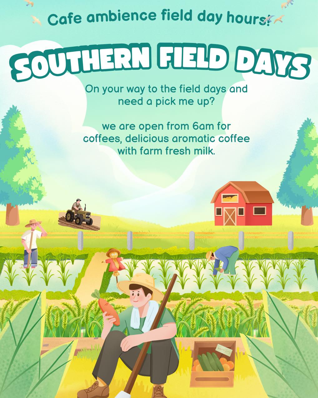 Southern Field Days!
Early starts for most over the next couple of days as the Field Days begin. So what better way to start the day than with a hot delicious Emporio Coffee made fresh with Henderson Dairy Farm Fresh Raw Milk
We are opening from 6am to serve you coffee, bright eyed and bushy tailed!
#emporio #farmfresh #local #fielddays #smallbusiness