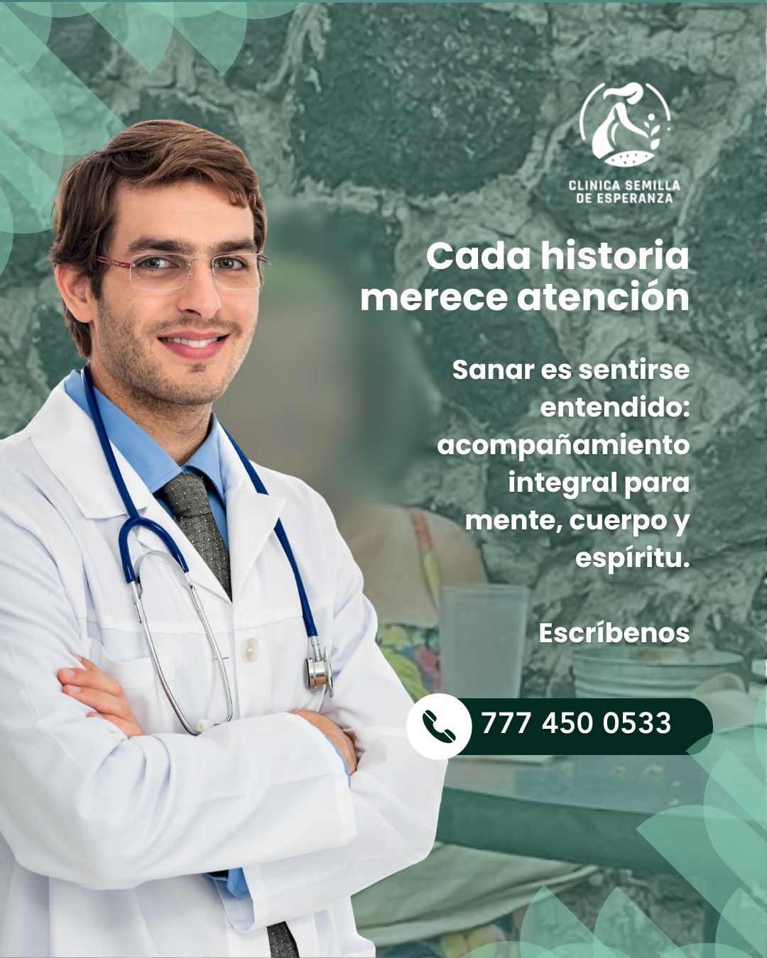🌱 Cada historia merece atención.
Sanar es sentirse entendido con acompañamiento integral. 🤍
📩 Escríbenos hoy y da el primer paso.
📱 WhatsApp: 777 450 0533
✉️ Correo: clinicasemilladeesperanza@gmail.com
📍 Ubicación: Francisco Villa S/N, Lomas de Trujillo, 62763 Emiliano Zapata, Mor., Emiliano Zapata, México
#SaludMental #AcompañamientoEmocional #ClínicaSemillaDeEsperanza #SanarEsPosible #Bienestar