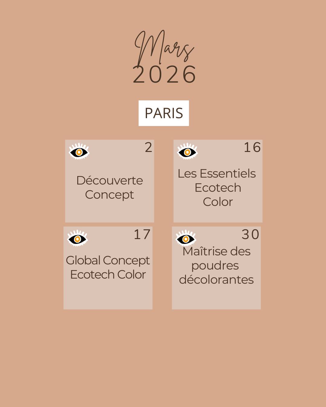 📅 Planning des formations – Mars | Académie de Paris.
Découvrez le calendrier du mois et réservez votre prochaine session à l’académie !
#factoryeducation #formation #cheveux #iconacademy #planning