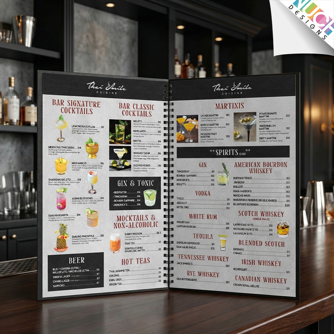 🍷 ผลงานออกเเบบ Drink Menu ของร้าน Thai Smile Cuisine, ร้าน Tee-Jay Thai Sushi ร้าน Bangkok 9 เเละร้าน Thai House II ค่ะ
🍷 Menu Design
บริการออกแบบเมนูแบบครบครัน ทั้ง Dinner Menu, Lunch Menu, To Go Menu, Drink Menu และ Special Menu ด้วยดีไซน์เฉพาะที่ออกแบบมาให้เข้ากับเอกลักษณ์ของแต่ละร้าน พร้อมตัวเลือกหลากหลาย ไม่ว่าจะเป็นขนาด A3, รูปเล่ม Magazine, Bi-Fold, Tri-Fold, ไปจนถึง Menu Board และยังสามารถเลือกขนาดตามความต้องการได้อีกด้วยนะคะ
🍷 Nuch.Designs รับออกแบบเว็บไซต์ ออกแบบเมนูร้านอาหาร ออกแบบโลโก้ และงานกราฟิกทุกชนิด
🍷 สนใจติดต่อสอบถามโดยตรงได้ที่
Contact: 214-663-1239
Line ID: @nuchdesigns
Email: info@nuchdesigns.com
Website: www.nuchdesigns.com
#ร้านอาหารไทยในอเมริกา #นุชดีไซน์ #nuchdesigns #ออกแบบเว็บไซต์ร้านอาหารไทยในอเมริกา #เว็บร้านอาหารไทยในอเมริกา #เว็บไซต์ร้านอาหารไทย #ออกแบบเมนูร้านอาหาร #ออกแบบเว็บร้านอาหาร #เมนูเครื่องดื่ม #SocialMedia #รับดูเเละSocialMedia #รับดูเเละSocialMediaสำหรับคนไทยในอเมริกา
