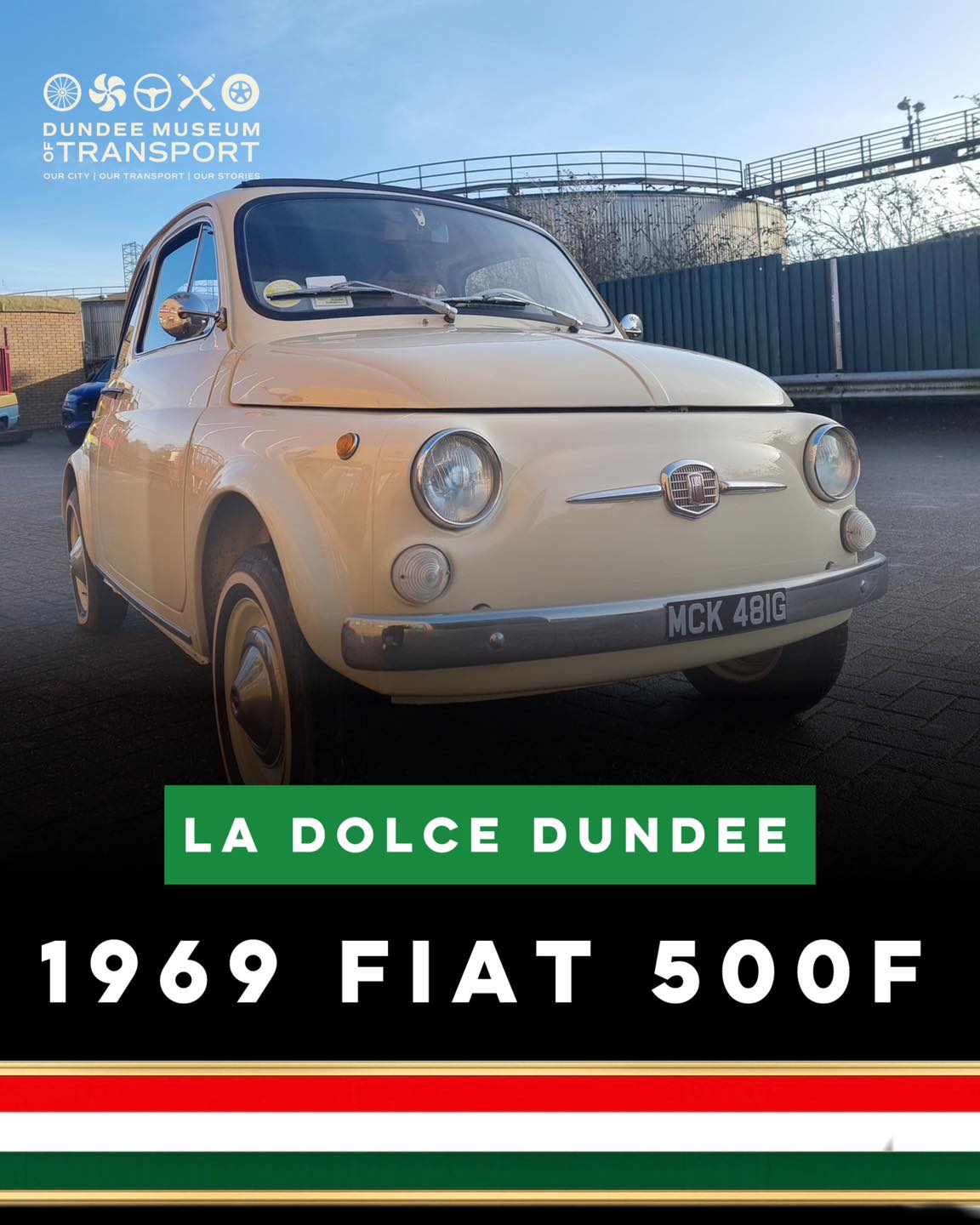 🚗🇮🇹 Meet the cars of La Dolce Dundee: Speed, Style and Italian Spirit
The 1969 Fiat 500F represents one of the most important chapters in Italian motoring history. By the late 1960s, the Fiat 500 had already become a familiar sight across Italy, providing simple, affordable transport for millions and helping to put the nation on wheels.
Introduced in 1965, the 500F marked a key evolution of the model. It featured front-hinged doors rather than the earlier rear-hinged “suicide doors”, improving safety and practicality while retaining the unmistakable charm that made the 500 so popular.
Powered by a small rear-mounted engine, the 500F was designed for everyday life in Italian towns and cities. Its compact size made it ideal for narrow streets and tight parking spaces, while its simplicity kept running costs low and maintenance straightforward.
By 1969, the Fiat 500 was firmly established as a cultural icon as much as a car. It became associated with freedom, independence and a changing Italy, appearing everywhere from city streets to countryside villages.
Today, the 1969 Fiat 500F is celebrated as a design classic. Small in stature but huge in character, it captures the spirit of Italian ingenuity and remains one of the most loved cars ever produced.
📍 Dundee Museum of Transport, Market Mews
📆 Friday to Monday’s, 10am-4.30pm
🎟️ www.dmoft.co.uk/visit