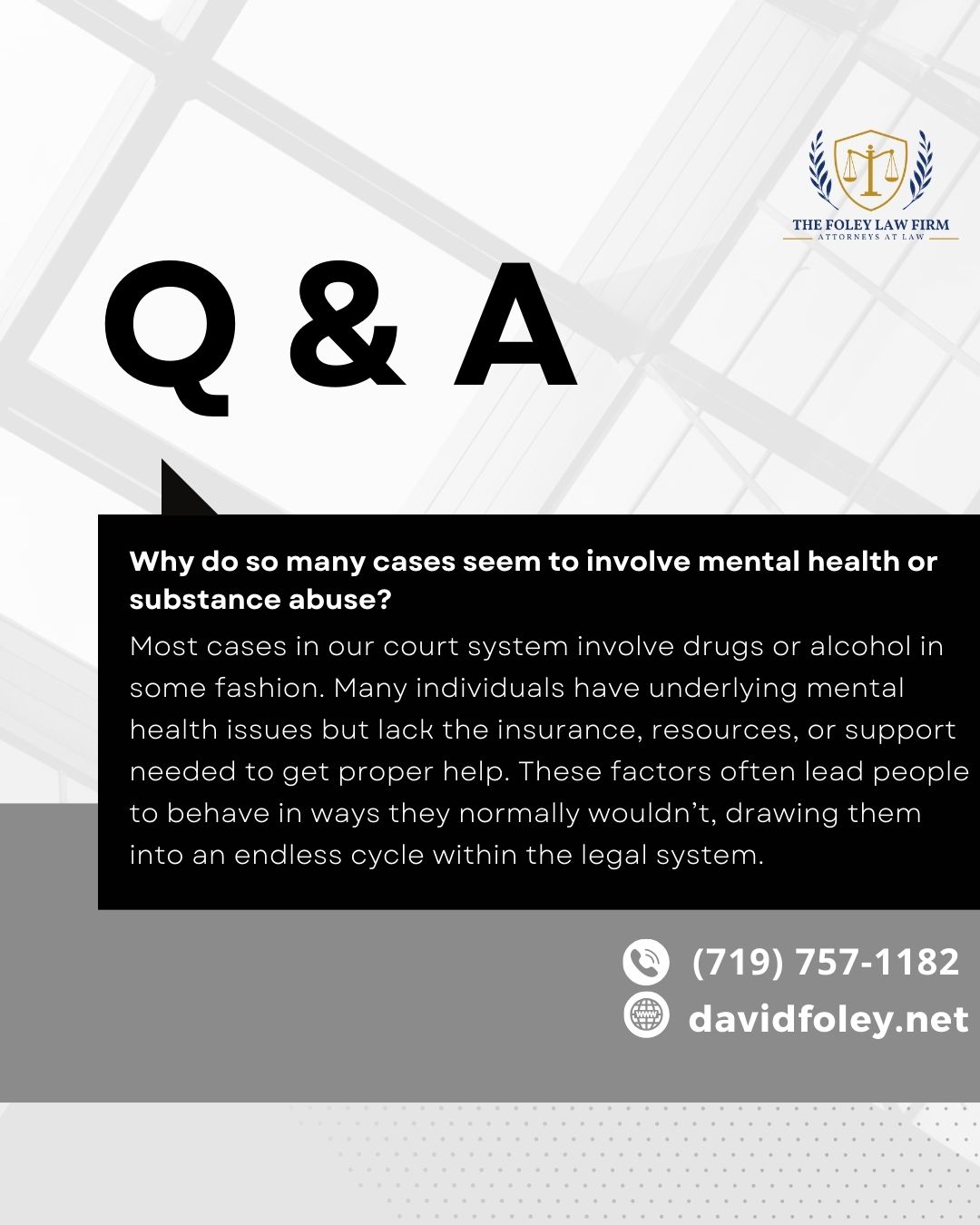 The system is complicated. Your defense shouldn't be. ⚖️
Most cases in the court system involve drugs or alcohol in some fashion, often tied to underlying struggles that lack proper support. Without an experienced attorney, these factors can trap individuals in an endless cycle.
At The Foley Law Firm, we specialize in aggressive, high-stakes criminal defense. We understand the complexities of the law and how to navigate the system to get your life back on track.
Contact The Foley Law Firm Today.
#TheFoleyLawFirm #coloradosprings #lawyer #defense