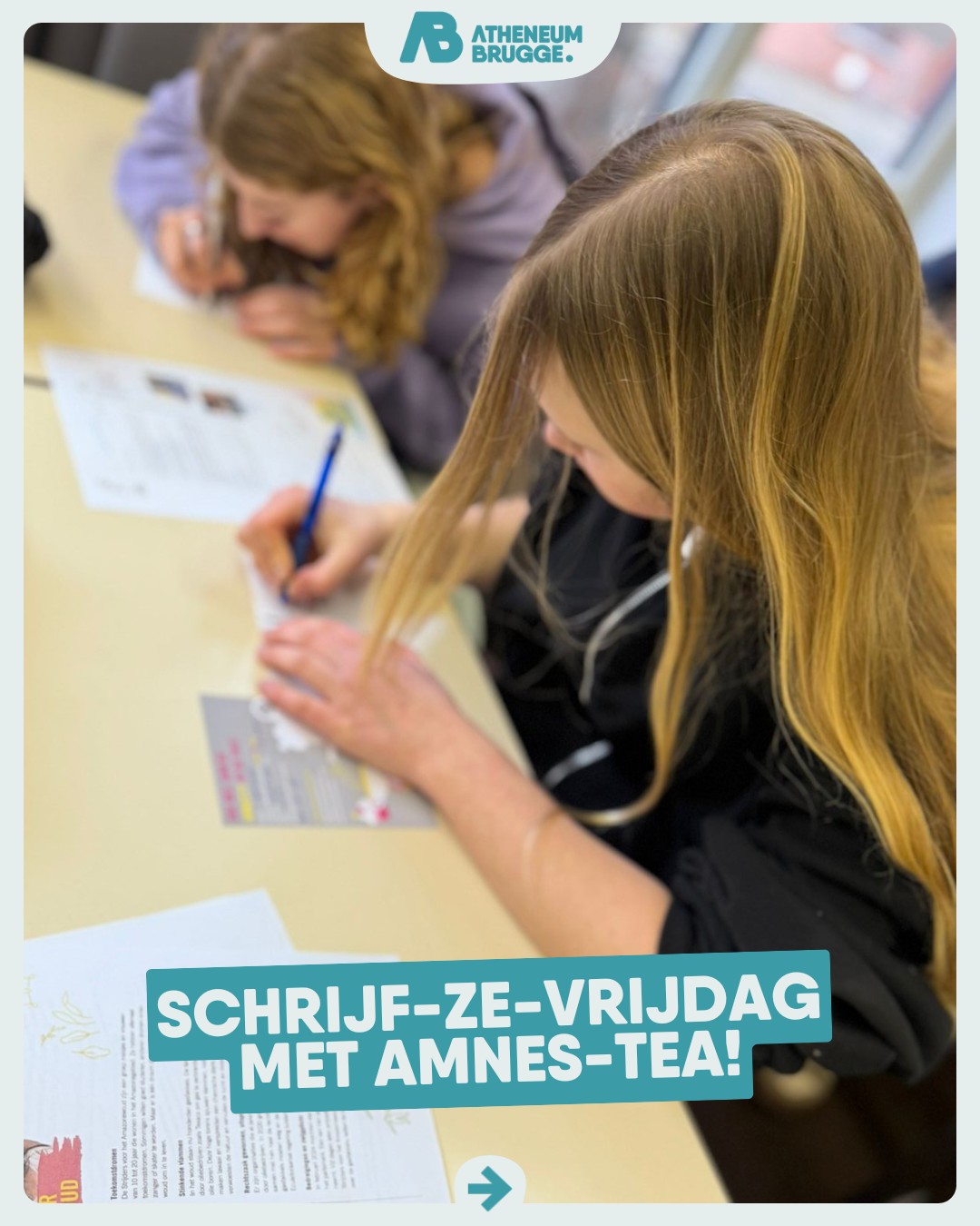“Amnes-tea” time op het Atheneum tijdens Schrijf-ze-VRIJdag. In totaal konden de leerlingen maar liefst 237 brieven schrijven! Ze deden dat met thee, een koekje en vooral veel engagement.
—
#ikbeneenatheneeër #fieroponsgo #samenlerensamenleven