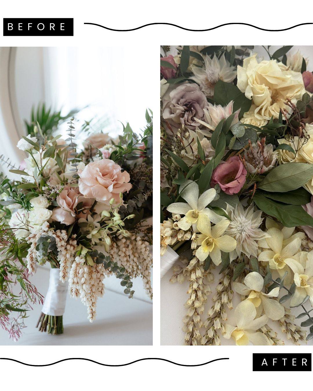 This bouquet has had a beautiful journey 💐
From being held on the wedding day to becoming a preserved artwork, each bloom has been carefully transformed to honour the story it represents. The before and after shows just how meaningful preservation can be.
#CherishedBlooms #BouquetPreservation #PreserveYourBlooms #WeddingKeepsake #FloralKeepsake #BeforeAndAfter