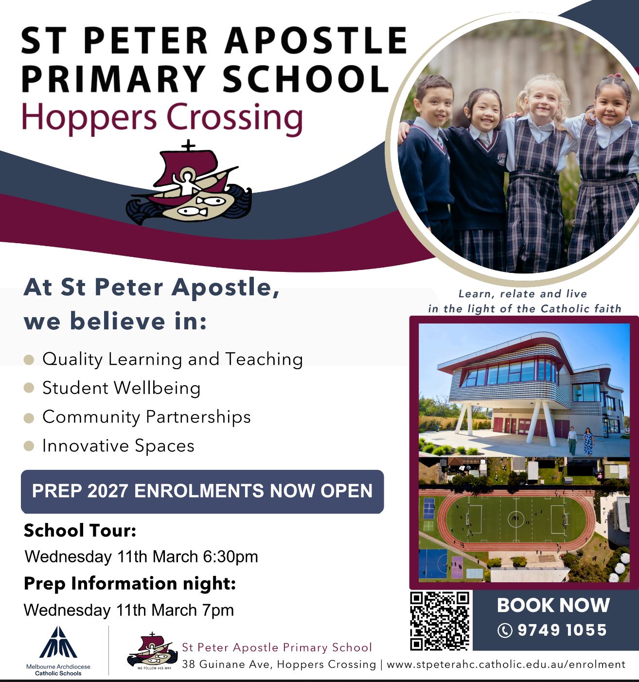 ❤️ Families at St Peter’s often speak about the strong sense of belonging they feel within our school community. From the classroom to the school gate, relationships matter and we work hard to make sure all families feel welcomed and included.
Come along to our school prep information night to get a sense of our culture and community. Tours will be held on the following dates for Prep 2027 and 2028:
🚌 Wednesday 11th March 7pm
🚌 Further school tours will occur throughout the year.
Please book via our school website.
stpeterahc.catholic.edu.au
#StPetersApostleHoppersCrossing #HoppersCrossing #StPetersPrimarySchool #EnrolNow #StPeters #PrimarySchool #CatholicsEducation # LearnRelateLive