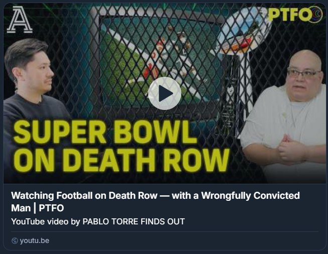 On the eve of this weekend’s Super Bowl, Pablo Torre of the award-winning sports podcast Pablo Torre Finds Out sits down with Charles Flores on Texas’s death row. In this remarkable episode, Mr. Flores talks about his beloved Dallas Cowboys, watching the Super Bowl on death row, and how he has been fighting to prove his innocence for over 25 years in a sensational case that turns on testimony by a hypnotized witness. In his words, “I believe in good…I just want a fair review.”
If you would like to listen to, watch, and / or share this new episode, “The Wrongfully Convicted Football Fan Who's Running Out of Time,” it is available as a podcast on all audio platforms, as well as a video show on YouTube here: https://youtu.be/0-GnKLFY_Gc?si=Y0Vx1VleJDm2vrBi
Pablo Torre’s previous podcast episode exploring how Mr. Flores has managed to follow the Dallas Cowboys while in solitary confinement on Texas’s death row was nominated for the prestigious Peabody Award in 2025.
Mr. Flores’s wrongful conviction resulted from the purported identification of an eyewitness, made during trial 13 months after the crime. But the jury did not know that immediately after the crime in January 1998, this same eyewitness had described two perpetrators who looked nothing like Mr. Flores, and she had also failed to pick his photograph out of a six-photo lineup. Her identification of Mr. Flores was made for the first time mid-trial, after she had been subjected to “investigative hypnosis” conducted by police involved in the underlying investigation, and only after she had been exposed, on multiple occasions, to Mr. Flores’s photo.
In 2023, the Texas Legislature, inspired in part by Mr. Flores’s case, outlawed evidence obtained from “investigative hypnosis” in criminal trials. But that law came too late to help Mr. Flores and he remains at risk of execution. In the coming days, Mr. Flores will be appealing his innocence claim to the United States Supreme Court.