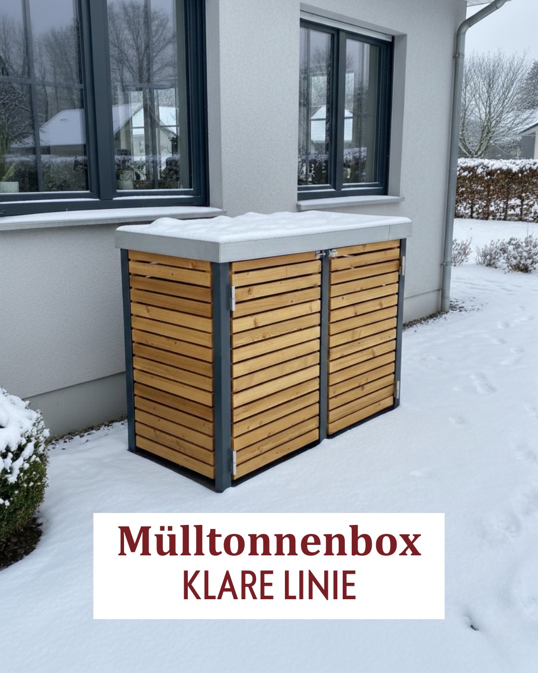 Massive Mülltonnenbox KLARE LINIE aus Lärchenholz für bis zu 4 Tonnen – auch mit Gründach.
Sie ist die ideale Ergänzung zu unseren Carports oder Gartenhäusern der Serie KLARE LINIE und fügt sich harmonisch in eine moderne Gartengestaltung ein.
Unsere Mülltonnenboxen werden in unserem Werk in Schleswig-Holstein individuell nach Bestellung gefertigt. Der Versand erfolgt deutschlandweit kostenfrei!
Für Kunden in Schleswig-Holstein und Hamburg bieten wir unseren professionellen Montageservice an.
Stöbere gerne in unserem Shop unter www.shop-holz.de und schau dir dort unsere Mülltonnenbox im Detail an.
Bei Fragen melde dich gerne: 📞04322-69020 oder gleich hier per 📩DM.
#mülltonnenbox #mülltonnenverkleidung #freeseholz