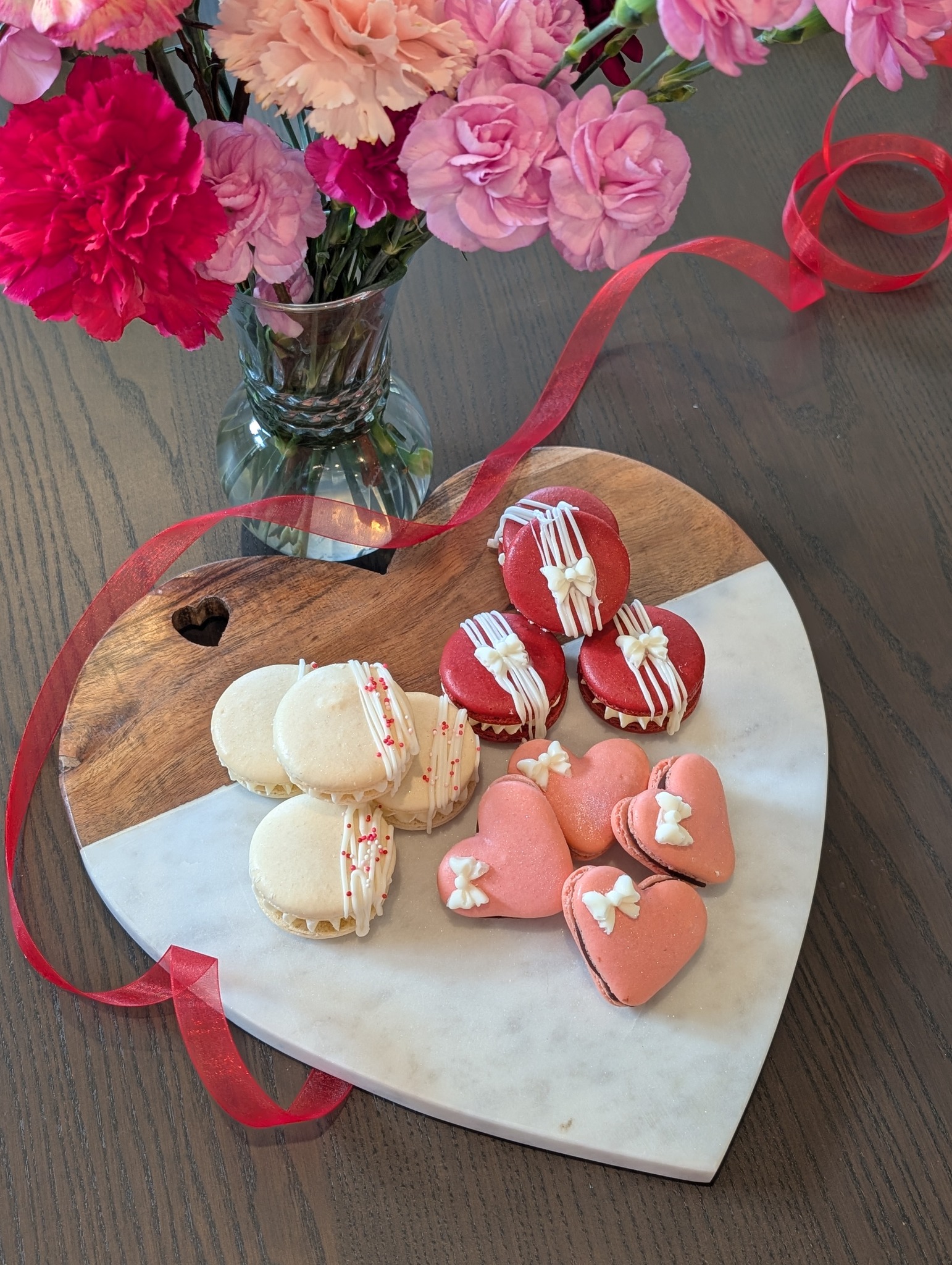 Valentine's Pre-Order Spotlight #2
Macaron Sampler (dozen) - $30, Small box(5) - $12
Homemade macarons in 3 delectable flavors: Raspberry Chocolate, White Chocolate Lemon & Red Velvet Cream Cheese. The sampler comes in a white box with window and wrapped in delicate Valentine's ribbon. The perfect treat to celebrate Love.
**All followers will get a $5 discount PER sampler box of a dozen macarons. Just mention this post when ordering!