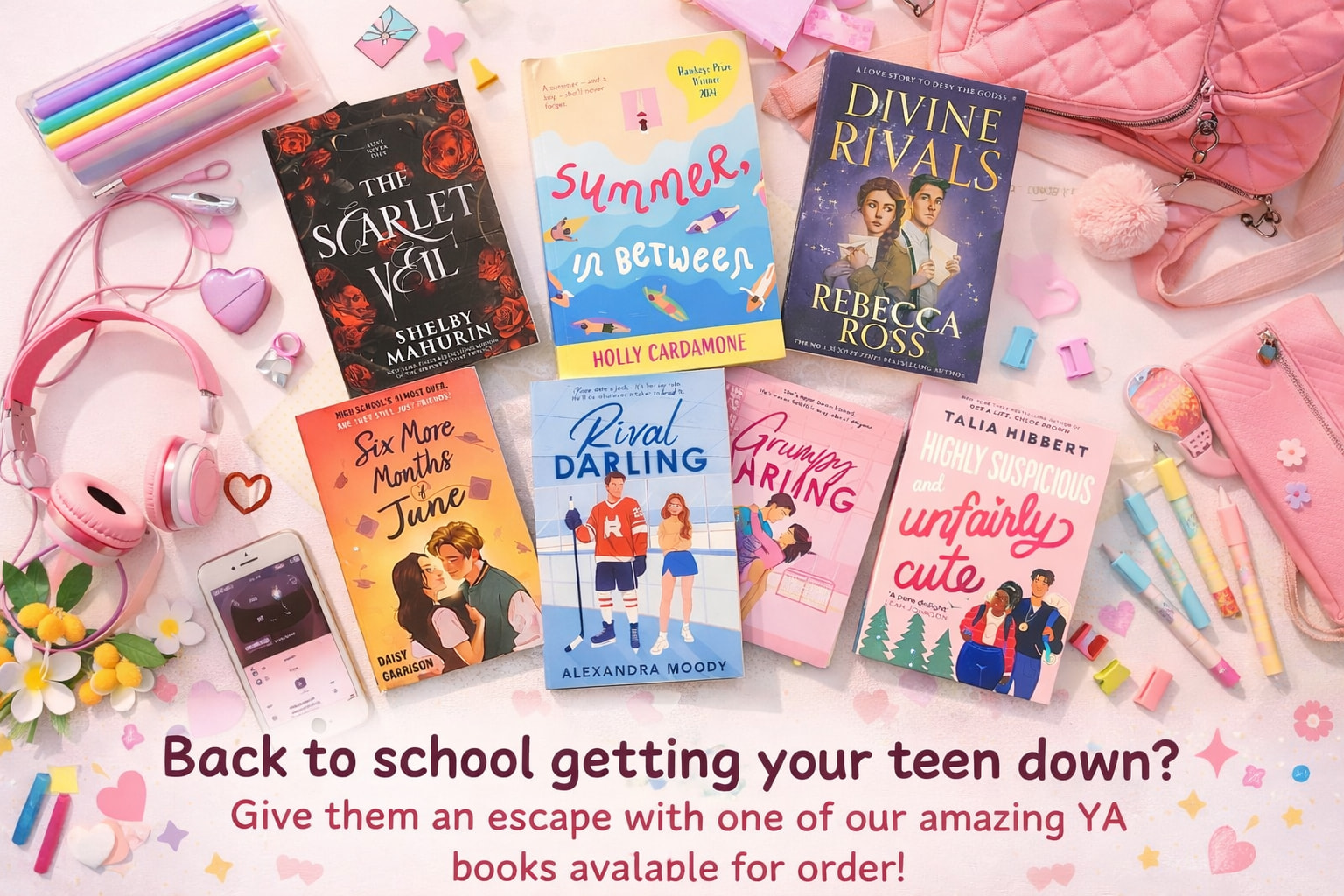 Back to school getting your teen down? 📚✨
Help them escape into a new world with one of our amazing Young Adult books — full of romance, adventure, drama, and stories they won’t want to put down!
All titles are available to order. Message us to secure your teen’s next favourite read 💕
#youngadult #runesandromance #commingofage #adventure #fantasyreader #summerromance #backtoschool #escape #booklover #tbr #booksarethebestgifts #bookish
Disclaimer- all these books are classified YA please check content discriptions on authors website to make sure they are right for your child.