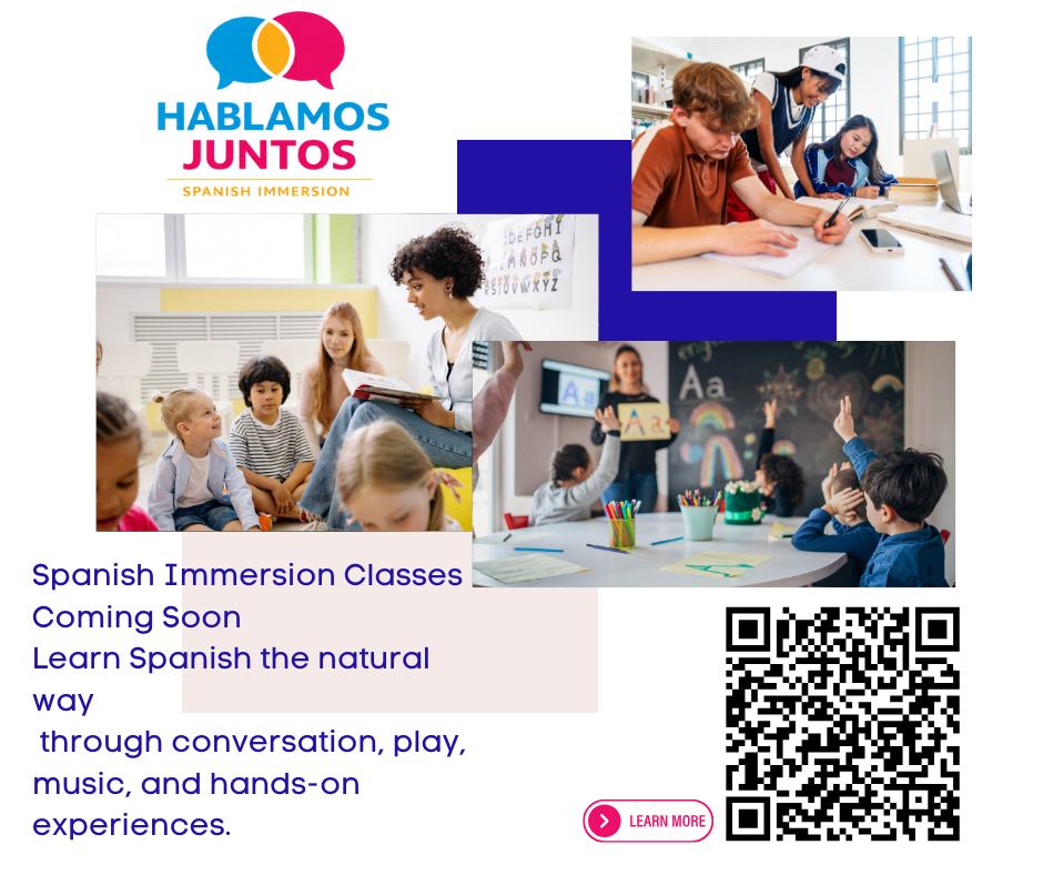 A new Spanish immersion experience is coming to Prolific Creation Studios!
Our upcoming Spanish classes focus on speaking, listening, and real-world language use through interactive and engaging lessons.
Perfect for students who want to learn Spanish by using it.
Learn more here: https://www.prolificcreations.org/product-page/hablamos-juntos-spanish-immersion