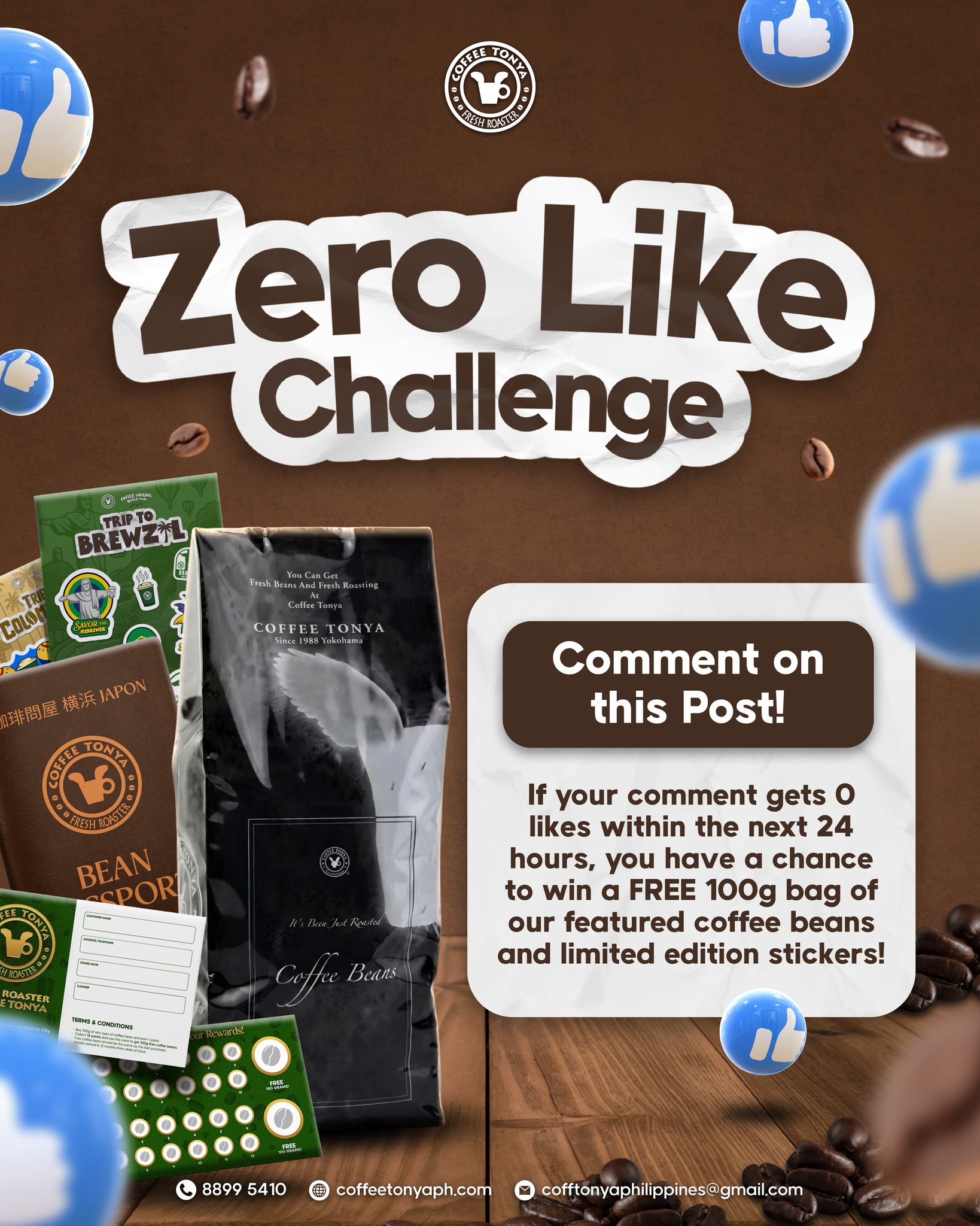𝐙𝐞𝐫𝐨 𝐋𝐢𝐤𝐞 𝐂𝐡𝐚𝐥𝐥𝐞𝐧𝐠𝐞 ☕
Win a FREE 100g bag of our featured beans + limited edition stickers!
How to Join:
- Follow us on FB & IG and like this post
- Tag 3 friends in the comments
- Keep your comment at 0 likes/reactions for 24 hours
How to Win:
- DM us a screenshot after 24 hours (by Feb 18, 10 AM)
- The 2 winners will be announced on Feb 18, 12 NN
- Claim your prize at Coffee Tonya until the end of the month
Drop your comments now... and try not to like anyone else's!
Good luck! ☕✨
#CoffeeTonyaPH #ZeroLikeChallenge #CoffeeOriginsWorldTour