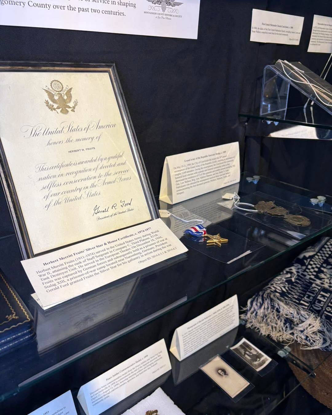 Check out our newest exhibit A Tradition of Service at the Carnegie Museum of Montgomery County! Items from our collection show examples of how Montgomery County residents have served their families, community and nation through the years!