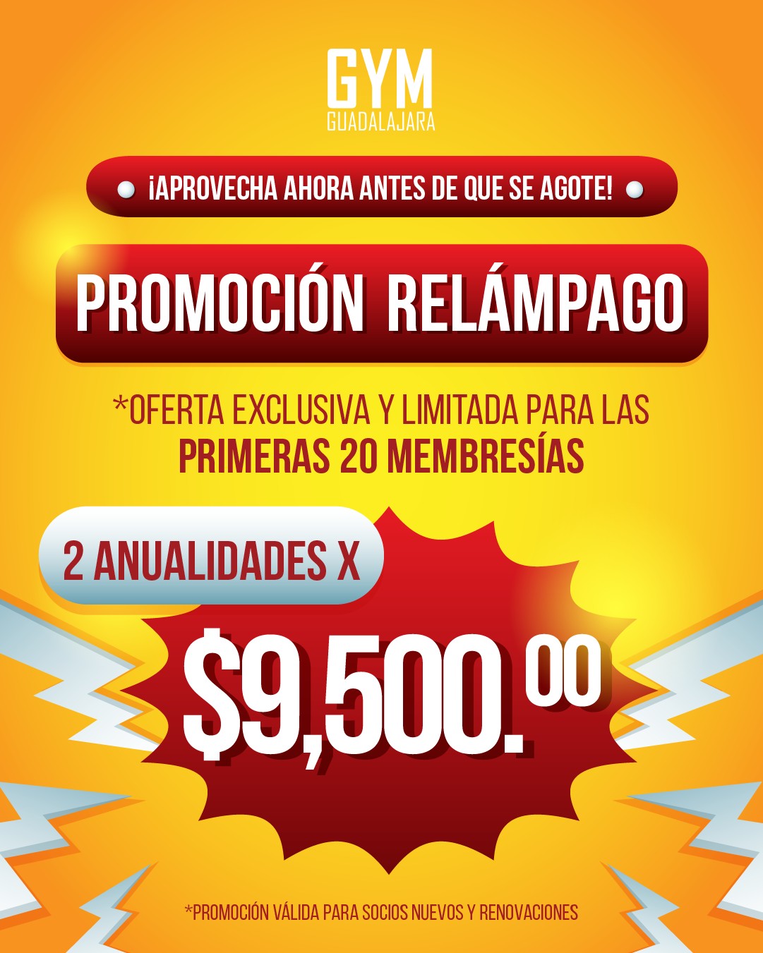 ¡NOSOTROS TAMBIÉN TE CONSENTIMOS!
Oferta relámpago ⚡⚡⚡
Solo a las primeras 20 anualidades. ¡¡TIEMPO LIMITADO!!
Estamos locos de amor por ustedes 💚🤪🤪
#promo #gymguadalajara #descuennto #Guadalajara #febrero