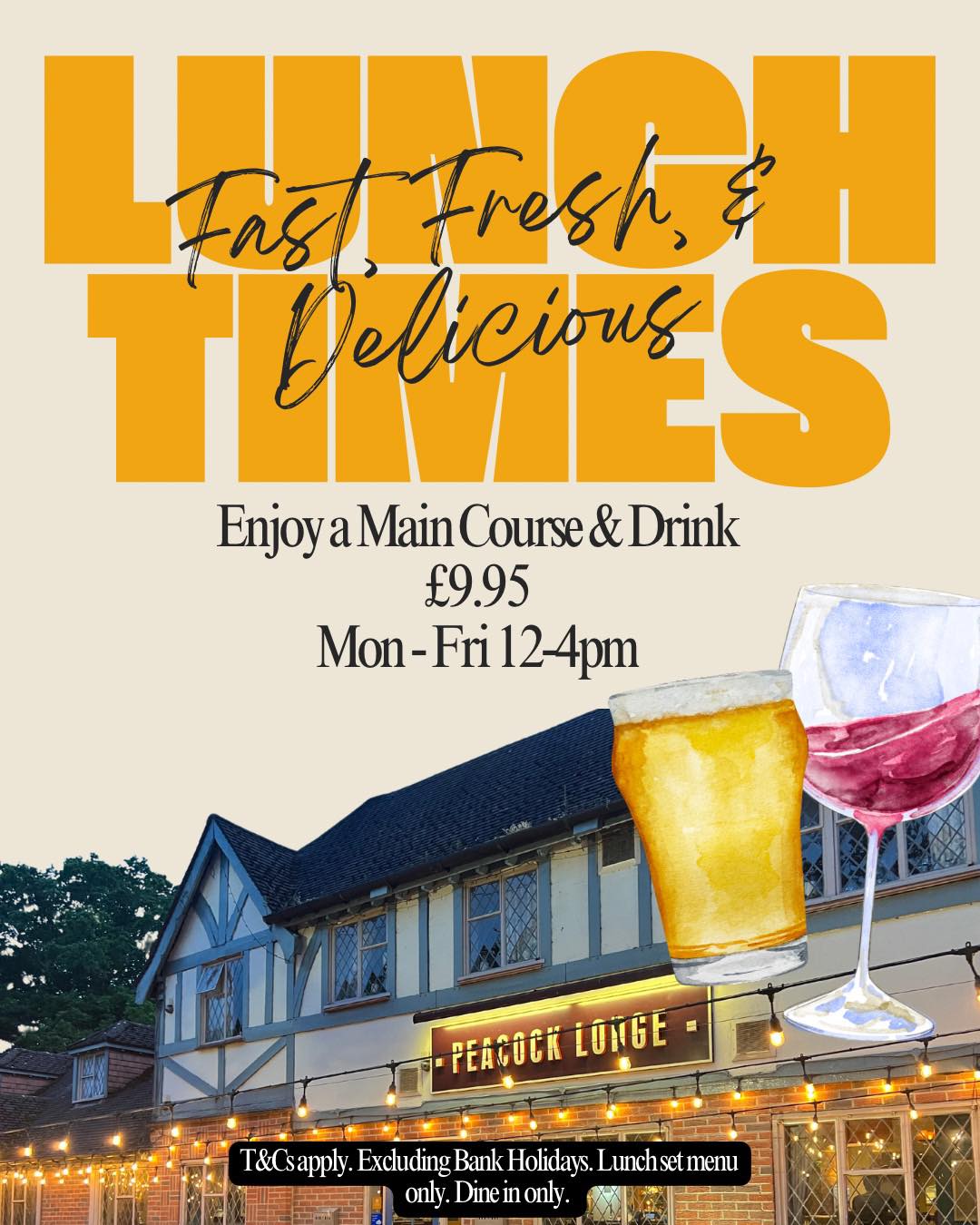 🍽️✨ Lunchtime, sorted! ✨🍽️
Enjoy our Lunch Set Menu — choose a main course + a drink for just £9.95!
Available Monday to Friday, 12–4pm.
Perfect for a quick bite, a catch-up, or a cheeky weekday treat 😋
T&Cs apply.
#PeacockLodge #LunchSetMenu #WeekdayWins #middaytreats