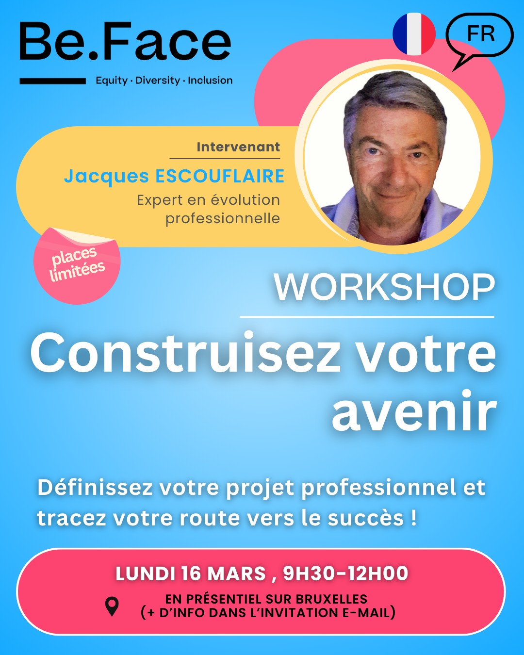 đ Workshop : Donne du sens Ă ton parcours !
Avec Jacques Escouflaire @jacquesescouflaire @engiebelgium â Expert en Ă©volution professionnelle
đ Trace ta route vers le succĂšs !
Découvre comment transformer tes aspirations en un projet professionnel concret et aligné avec qui tu es.
Un moment pour clarifier ta direction, renforcer ta motivation et avancer avec confiance.
đ
Lundi 16 mars 2026
đ€ 9h30 â 12h00
đ© Les infos pratiques + le lien dâinscription te seront envoyĂ©s par mail.
Reste attentif đ