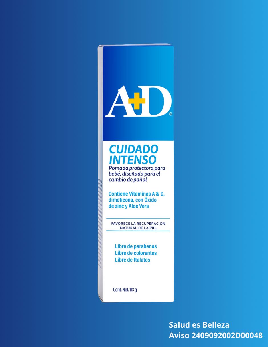 ¡Nueva A+D Cuidado Intenso! 🍼💖
La combinación que ayuda al cuidado y protección con Óxido de Zinc para cada cambio de pañal. Ayuda a mantener la piel de tu bebé aislada de la humedad y las rozaduras.
✨ Cuidado delicado para pieles delicadas.