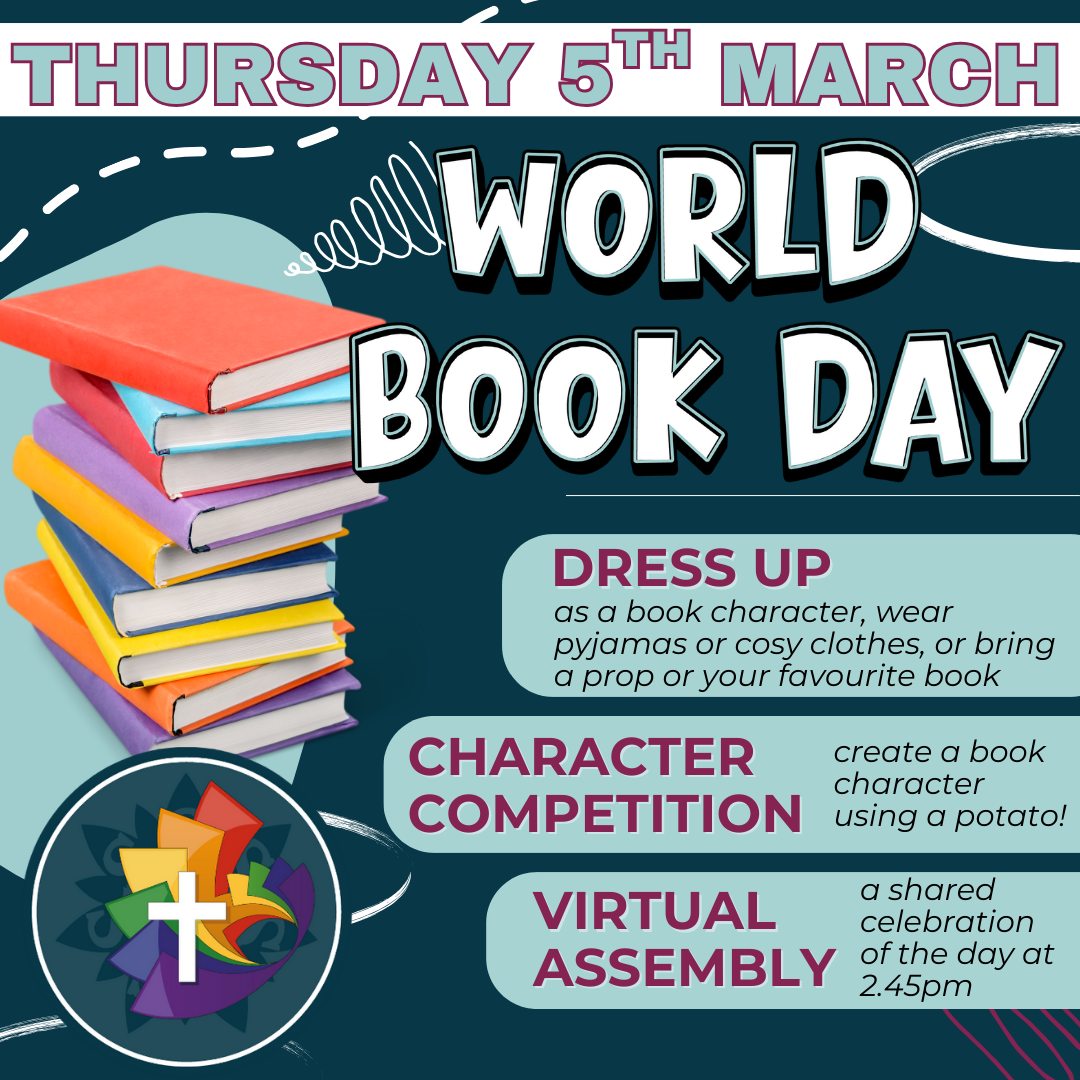 📚✨ 𝐆𝐞𝐭 𝐑𝐞𝐚𝐝𝐲 𝐟𝐨𝐫 𝐖𝐨𝐫𝐥𝐝 𝐁𝐨𝐨𝐤 𝐃𝐚𝐲! ✨📚
We’re so excited to celebrate 𝐖𝐨𝐫𝐥𝐝 𝐁𝐨𝐨𝐤 𝐃𝐚𝐲 on 𝐓𝐡𝐮𝐫𝐬𝐝𝐚𝐲 5𝐭𝐡 𝐌𝐚𝐫𝐜𝐡. Here’s what we have planned!
🎭 𝐃𝐫𝐞𝐬𝐬 𝐔𝐩 𝐨𝐫 𝐆𝐞𝐭 𝐂𝐨𝐬𝐲
To celebrate the joy of reading, children (and staff!) can dress up as a favourite book character, wear pyjamas or cosy clothes, or bring along a prop or favourite book.
🥔 𝐏𝐨𝐭𝐚𝐭𝐨 𝐁𝐨𝐨𝐤 𝐂𝐡𝐚𝐫𝐚𝐜𝐭𝐞𝐫 𝐂𝐨𝐦𝐩𝐞𝐭𝐢𝐭𝐢𝐨𝐧
Get creative at home! Children can make a book character out of a potato. Please 𝐥𝐚𝐛𝐞𝐥 𝐢𝐭 𝐰𝐢𝐭𝐡 𝐭𝐡𝐞 𝐛𝐨𝐨𝐤 𝐭𝐢𝐭𝐥𝐞, 𝐜𝐡𝐚𝐫𝐚𝐜𝐭𝐞𝐫 𝐧𝐚𝐦𝐞, 𝐚𝐧𝐝 𝐲𝐨𝐮𝐫 𝐜𝐡𝐢𝐥𝐝’𝐬 𝐧𝐚𝐦𝐞/𝐜𝐥𝐚𝐬𝐬 and leave it in the library. Winners will be announced during the virtual assembly.
🌟 𝐕𝐢𝐫𝐭𝐮𝐚𝐥 𝐀𝐬𝐬𝐞𝐦𝐛𝐥𝐲
At 2:45pm, all Spirit schools will come together for a shared celebration of World Book Day, including mystery reader videos and the 𝐩𝐨𝐭𝐚𝐭𝐨 𝐜𝐨𝐦𝐩𝐞𝐭𝐢𝐭𝐢𝐨𝐧 𝐰𝐢𝐧𝐧𝐞𝐫𝐬!
We can’t wait to see the children’s 𝐜𝐫𝐞𝐚𝐭𝐢𝐯𝐢𝐭𝐲, 𝐜𝐨𝐬𝐭𝐮𝐦𝐞𝐬, 𝐚𝐧𝐝 𝐥𝐨𝐯𝐞 𝐨𝐟 𝐫𝐞𝐚𝐝𝐢𝐧𝐠 in action! 😊📖
.
.
.
#worldbookday2026 #LoveOfReading #creativity #stjohns