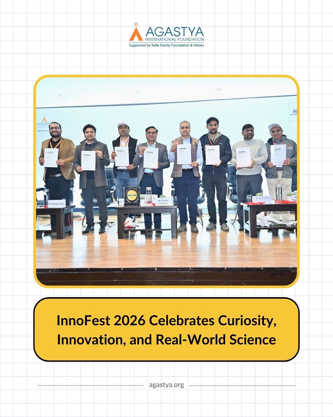 InnoFest 2026 – National Science Fair at the National Science Centre, New Delhi, brought together young innovators from 15 districts of Uttar Pradesh and Haryana for two engaging days of exploration and discovery. Conducted under the Vidya Vahini Program in collaboration with Hyundai Motor India Foundation, the event featured 42 Children presenting 29 innovative science models that reflected creativity, critical thinking, and real-world problem solving through hands-on learning guided by ignators.
Alongside the model demonstrations, a panel discussion on National Education Policy 2020 and National Curriculum Framework for School Education 2023 brought together voices from leading universities, academic institutions, and education organisations, creating meaningful conversations around the future of learning. Curated tours of the National Science Centre added another layer of inspiration, while the presence of 1500+ attendees, including Children, educators, industry practitioners, and scholars, made InnoFest 2026 a vibrant space for sharing ideas, collaboration, and scientific imagination.