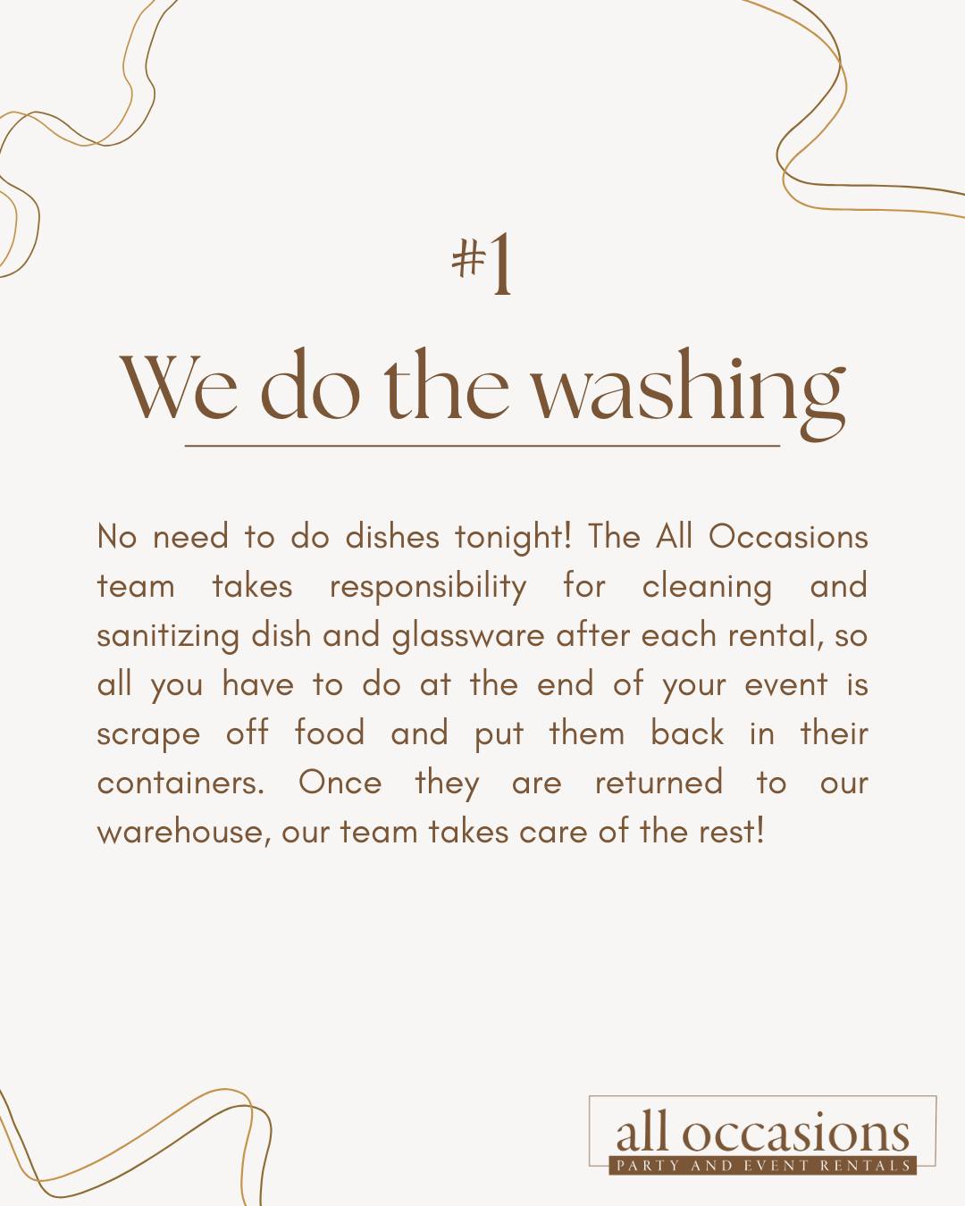 Serving food or beverages at your next event? We are here to help!
Did you know all these amazing benefits of renting from All Occasions for your dishware?
๐ซง No need for you to wash the dishes - our team washes and sanitizes every order!
๐ซง So many choices! Mix and match to suit your vision.
๐ซง Get the exact number of items you need. Whether you need 500 or just 5, we are here to help.
๐ซง Picking up rentals has never been so easy - your items are packaged in stackable crates and bins for ease of transport.
๐ซง One-stop shop: from your dinner plates, to bar glasses, to service equipment - keep things simple by renting all the items you need in one order.
Contact us today to start your quote! Link in bio to start a wishlist, or call the office at (250)763-8687.
#KelownaEventRental #KelownaEvents #OkanaganEvents #KelownaWeddings #OkanaganWeddings