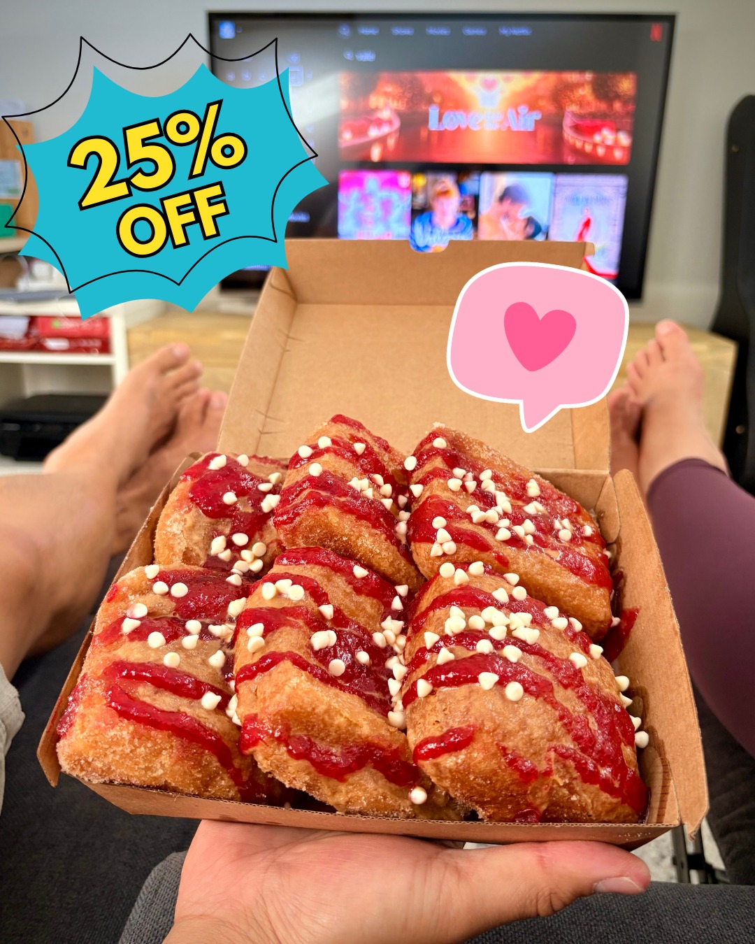 Why wait for Valentine’s Day when love (and donuts) should be every day? 💘🍩
Enjoy 25% OFF donuts now until Thursday — including our Donut Snack Packs (aka the ultimate date night, self-care night, or “just because” treat).
Pictured: our PB & Jelly Donut Snack Pack with white choc chips… and yes, it’s as good as it sounds (and looks!) 😋
Don’t ghost this deal. Treat someone (or yourself). 🥰
#valentinesday #valentines #vday #love #loml #sweetvalentine #romance #donut #donuts #doughnut #doughnuts #dessert #desserts #sweettreats #donutsnackpack #datenight #relax #selfcare #loveyourself #indulge #kidsareinbed