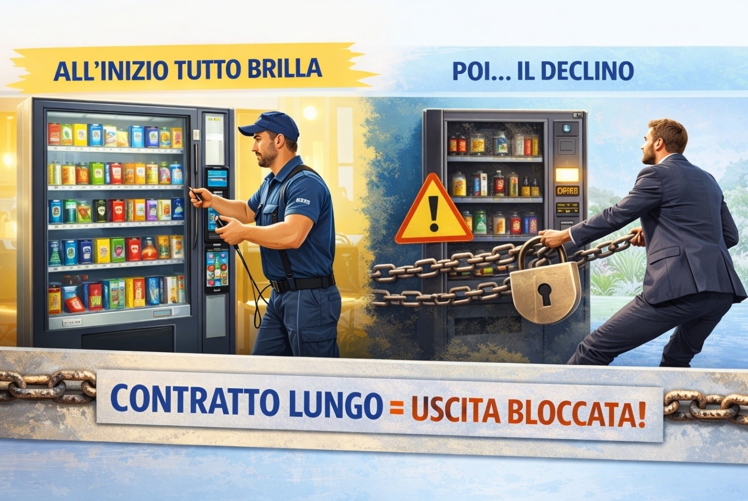 ✨ All’inizio brilla.
Sembra solida, affidabile, perfino vantaggiosa.
Poi, piano piano… qualcosa cambia.
E quello che sembrava un patto di fiducia, si rivela per quello che è davvero.
🎯 In questo nuovo articolo raccontiamo una dinamica comune – troppo comune – nel mondo dei distributori automatici.
E perché abbiamo scelto di uscirne, una volta per tutte.
👉 Leggilo qui: www.eurocedibe.it/post/la-gabbia-dorata-dei-distributori-automatici
#vending #clientecentrale #businessetico #serviziovero #libertàdiscelta #eurocedibe #trasparenza