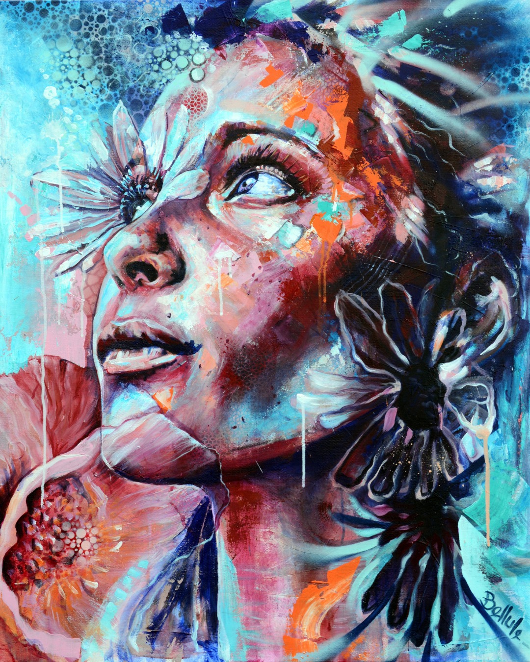 👉 Swipe pour voir l’évolution de "Promesse". Quelle slide te retient le plus ?
Je commence par une esquisse (crayon / peinture très diluée).
Puis un long travail de couches : d’abord transparent, ensuite plus dense.
J’alterne glacis / opacité.
Touches brutes / touches fines.
Instinct / contrôle.
Pinceaux, couteau, chiffon, doigts…
tout ce qui peut créer des variations de matière.
Je vais de l’ensemble vers le détail.
Et je me dis que le portrait est terminé quand une vibration devient perceptible — déjà sur moi.
💾 Enregistre si tu veux garder le process.
👉 Voir plus sur mon profil @belluleart — abonne-toi.
#belluleart #femmefleur #peintureportrait #peinturecontemporaine #paintingprocess