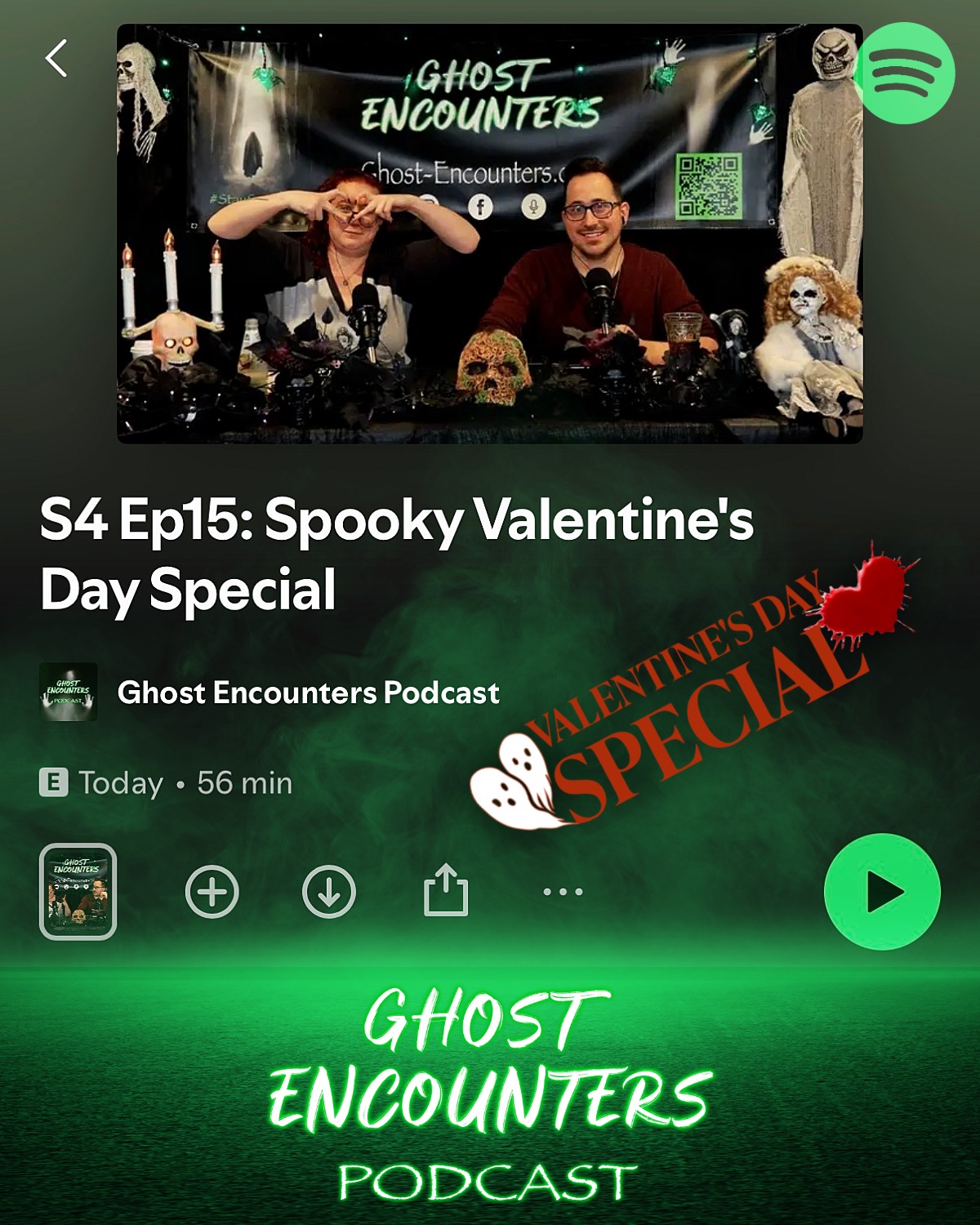 Listen to Ghost Encounters Podcast S4 Ep15: Spooky Valentine's Day Special 👻💞
Listen & Watch on @spotify
Whether you’re spending Valentine’s Day with someone you love — or listening to us in the dark — this episode is a reminder that love can be just as haunting as any ghost.
Want AD-FREE episodes, early access, discounted merch, bonus content, and more! Then become a Spooky VIP! Visit: https://www.patreon.com/GhostEncountersPodcast
Visit the Spooky Shop for Ghost Encounters Podcast merch! Visit our website and click on Spooky Shop! www.Ghost-Encounters.com
Send spooky Fan Stories to GhostEncountersStories@gmail.com
Sponsored By @ghostmarketingco & @sleepycaturbanwinery
#ghostencounters #podcast #stayspooky #spotify #haunted #paranormal #ghosts #ghoststories #valentinesday #lovestory #love #valentine