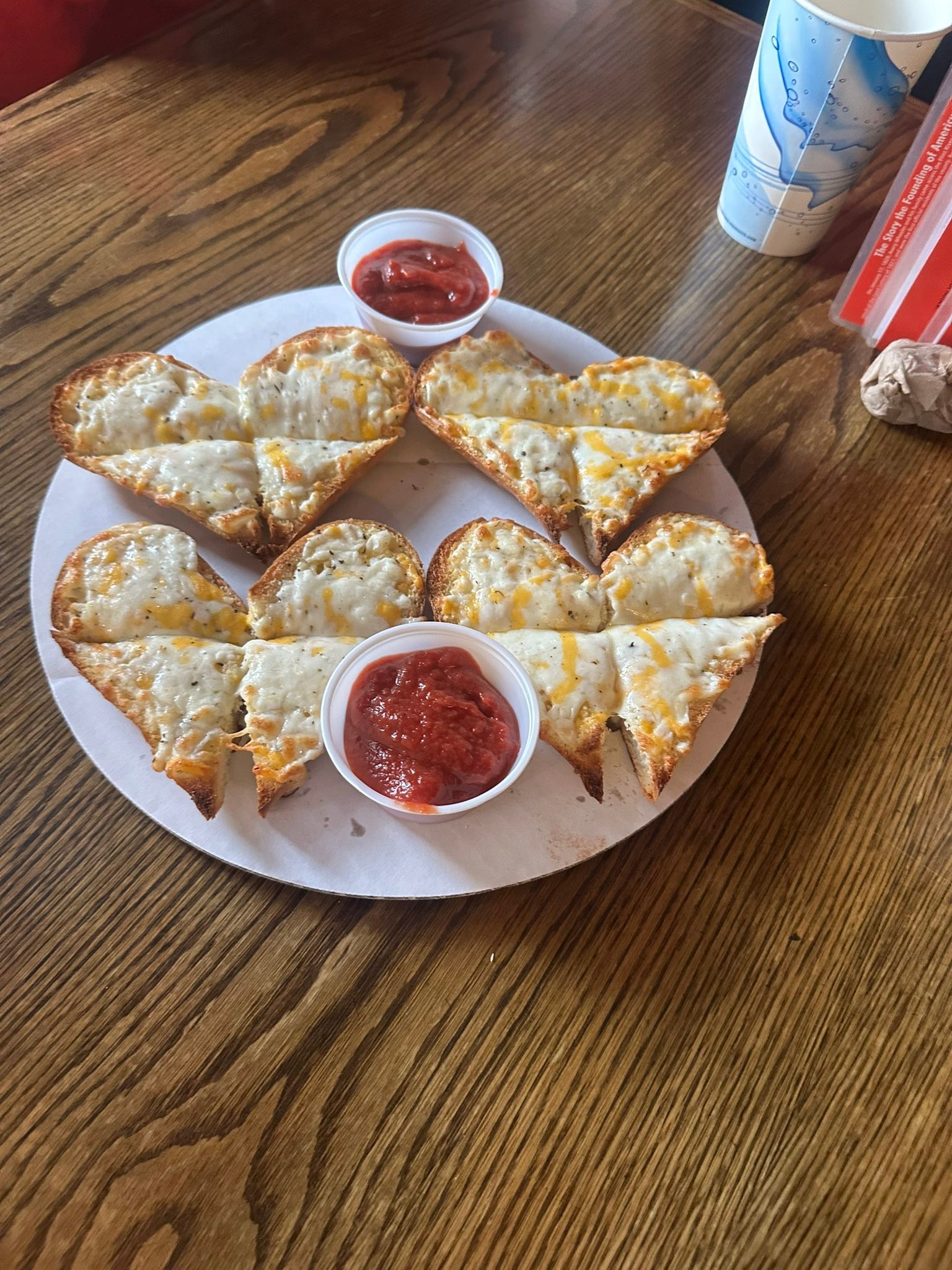 Heart shaped pizza and cheese bread for Valentine’s Day!!