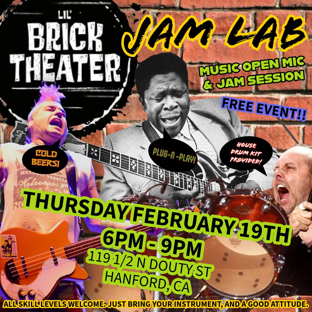 You play an instrument? You want to make a band?? You want to join a band? Join us Thursday February 19 from 6-9pm. ONLY IN HANFORD.