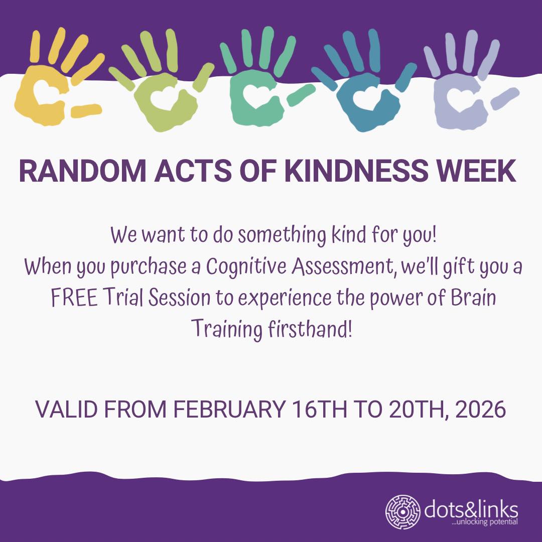Kindness is powerful and we’re celebrating it all week long 💜
In honor of Random Acts of Kindness Week, we’re giving back to YOU!
When you purchase a Cognitive Assessment, you’ll receive a FREE trial session to experience the benefits of Brain Training firsthand.
It’s our way of saying thank you for investing in yourself and your growth.
🗓 Offer valid February 16–20, 2026
