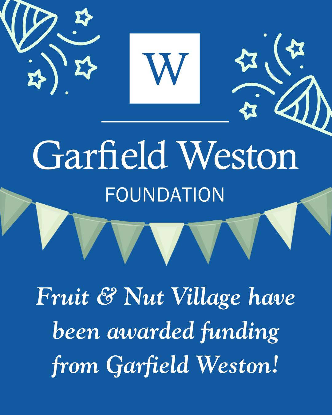 We have been kindly awarded funding from @westonfdn!
Fruit & Nut Village are incredibly grateful to receive this grant, so we can continue our projects around Birmingham, expanding further as time rolls on. Plenty of sessions, workshops, and events will be elevated thanks to this generous grant. Thank you Garfield Weston for this opportunity, and thank you to our volunteers for helping us #GrowTheVillage.