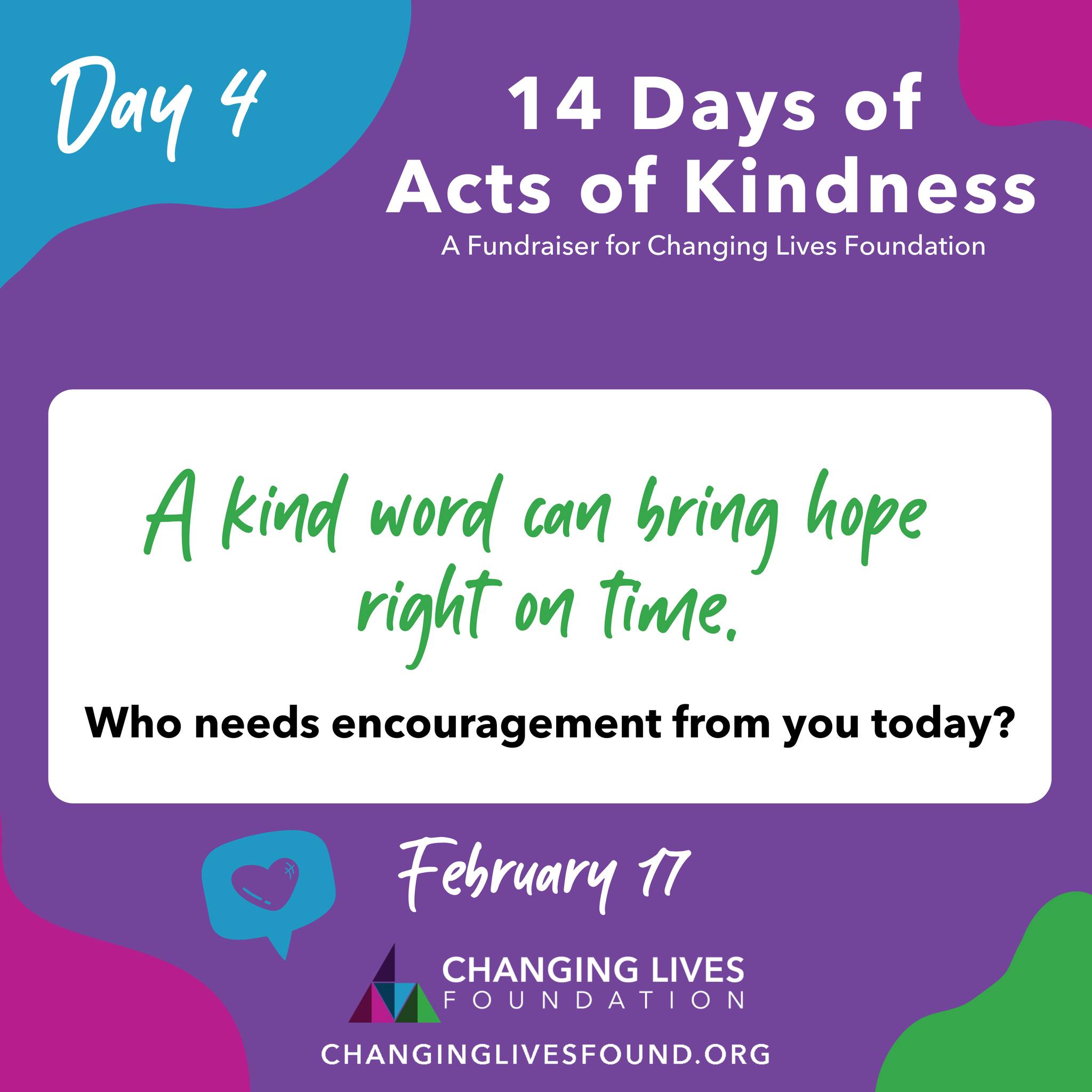 Someone out there needs encouragement today.
Leave your message in the comments and share this so it reaches them. 💬
#changinglivesfound #up2Him #nonprofit #fundraiser #kindness #actsofkindness #14days #february #day4