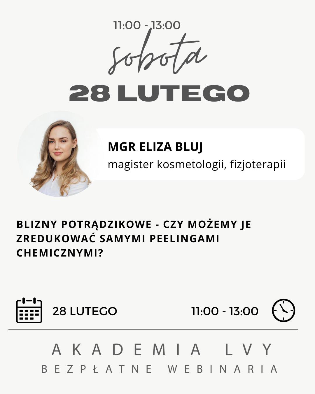 Czy wiesz, że same peelingi chemiczne często nie wystarczą, by realnie przebudować bliznę potrądzikową?
28 lutego 2026 analizujemy blizny potrądzikowe: ich budowę, rodzaje, proces gojenia oraz cały wachlarz możliwości terapii.
Dowiesz się, kiedy peelingi są świetnym narzędziem, a kiedy trzeba sięgnąć po procedury LVY, biostymulatory, mezoterapię lub terapie łączone.
Dostaniesz też gotowy beauty plan dla pacjentów z bliznami potrądzikowymi — krok po kroku.
Idealne szkolenie dla osób, które chcą realnie przebudowywać skórę, a nie tylko ją wygładzać powierzchownie.
@fizjo.kosmetolog