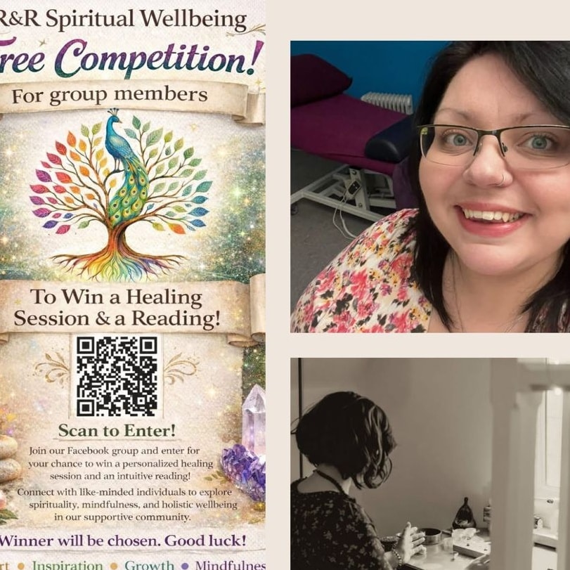 Have you popped over and joined us in R&R Spiritual Wellbeing yet?
Be sure to find the post below and follow the instructions to be in with a chance of claiming some time with each of us 🙂