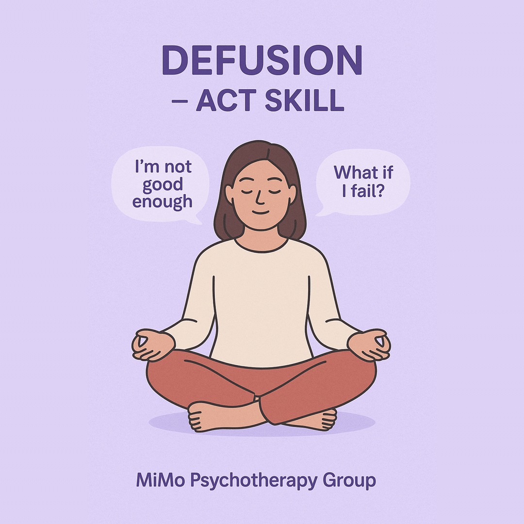 Not every thought deserves your attention — or your belief.
In Acceptance & Commitment Therapy (ACT), defusion helps us create space between ourselves and our thoughts.
🔄 Instead of being stuck in a thought…
🧠 We learn to observe it.
💭 “I’m not good enough”
becomes
👉 “I’m having the thought that I’m not good enough.”
That small shift reminds us:
✔ Thoughts are mental events
✔ They are not facts
✔ You don’t have to obey them
🛠 Try this today:
When a difficult thought shows up, name it — then let it pass like a cloud.
You are more than your thoughts.
Miami ☎️: (305) 676-2323
Charleston ☎️: (843) 974-1010
https://www.mimopsychotherapy.com
#DBT #Mindfulness #BPD #Anxiety #PTSD #ComplexPTSD #dbtskills #cbt #ACT #cbttherapy #mindfulliving #mentalhealth #emotions #therapy #wellness #healthycoping #overcominganxiety #copingskills #stressmanagement #success #mimopsychotherapygroup #defusionactskill #actskill #defusion