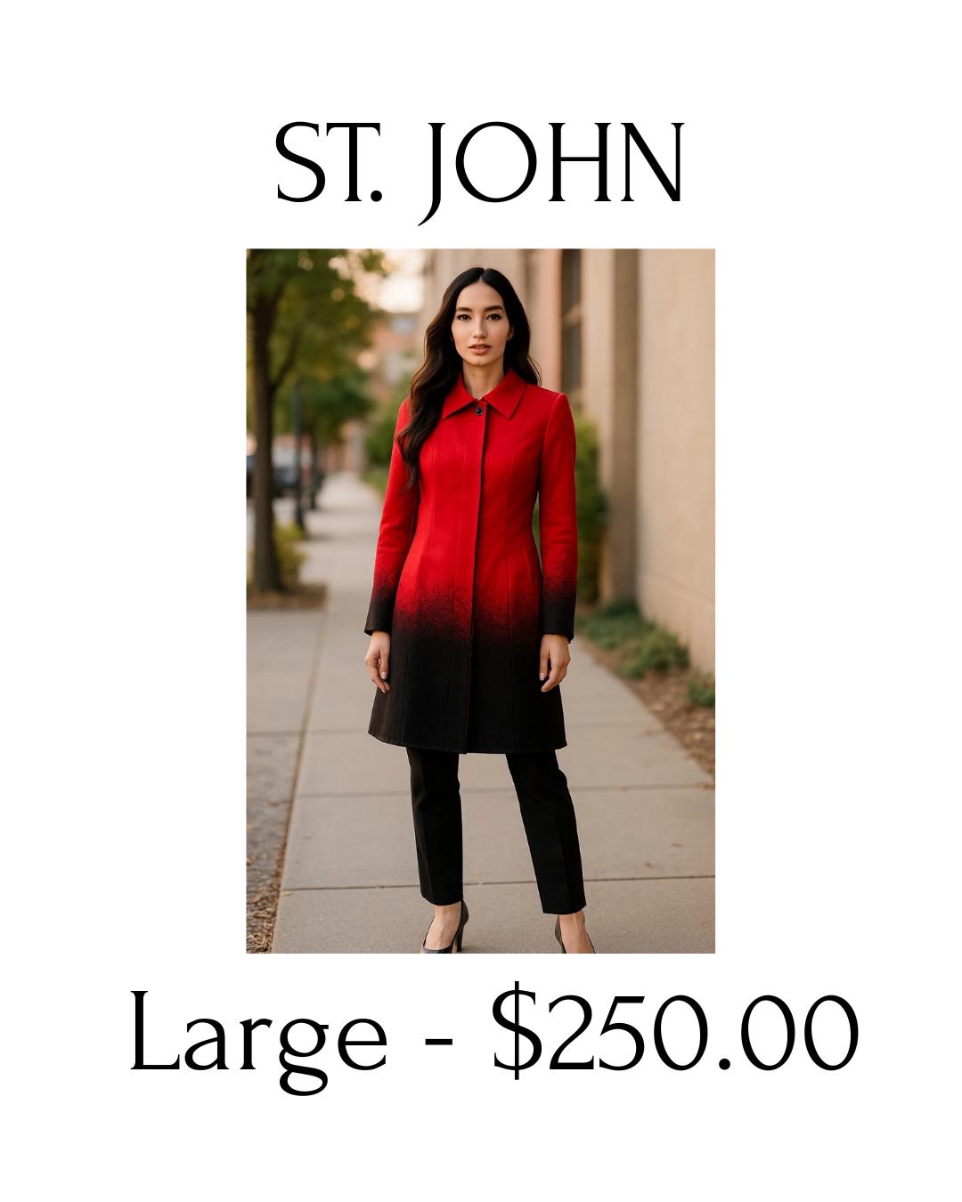 This is not just a coat.
It’s an entrance.
St. John long jacket in striking red and black ombré — dramatic, refined, unforgettable.
For the woman claiming her prosperous era. 🧧✨
Size 16 / L
Available now.
#LunarNewYearEdit #LuxuryCloset #DesignerResale #StatementOuterwear #RedSeason #HighEndStyle #ConfidentWomen #BoutiqueFinds