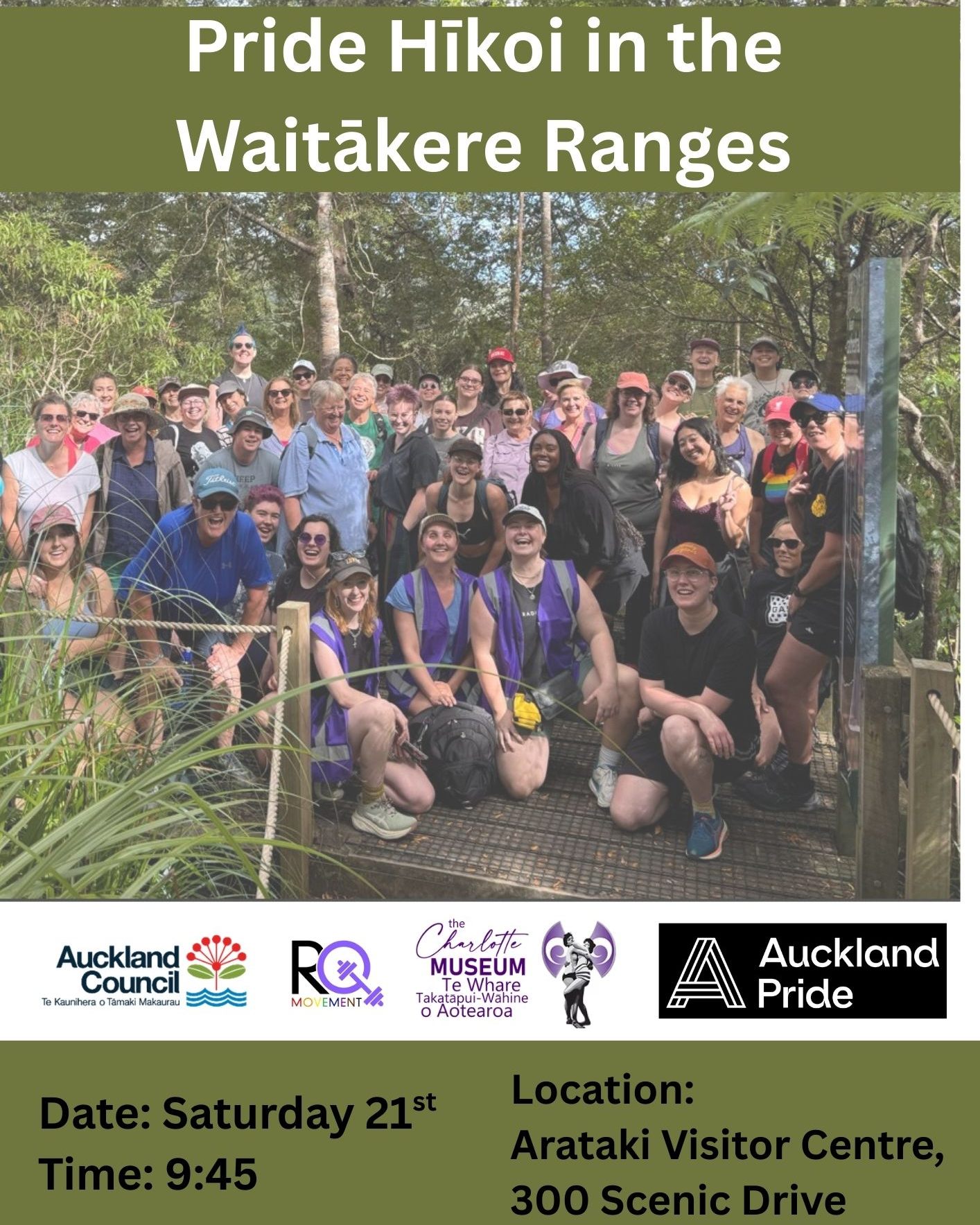 Pride hīkoi in the Waitākere ranges.
Welcoming all LGBTQIA+ and takatāpui folk to join us for relaxed 45-minute round-trip walk to, the normally inaccessible, Jacobson’s Depot. Along the way, we’ll get a rare glimpse of the Rainforest Express miniature railway, platform and tunnels.
After the walk, we’ll regroup back at the Visitor center to share some kai and refreshments, creating space to connect with fellow attendees and celebrate our wonderful community during Pride month.
We will be installing a special edition one day only display of some specially picked items from our collection. Don't miss this exclusive display.
Date: Saturday, 21st February 2026
Location: Meet at the Arataki Visitor Centre, 300 Scenic Drive, Oratia
Time: Meet at 9:45AM, for a sharp 10AM start.
Please RSVP here https://www.radiqalmovement.com/service-page/pride-h%C4%ABkoi-in-the-wait%C4%81kere-ranges-1?referral=service_list_widget
@radiqalmovement @aratakivisitorcentre
