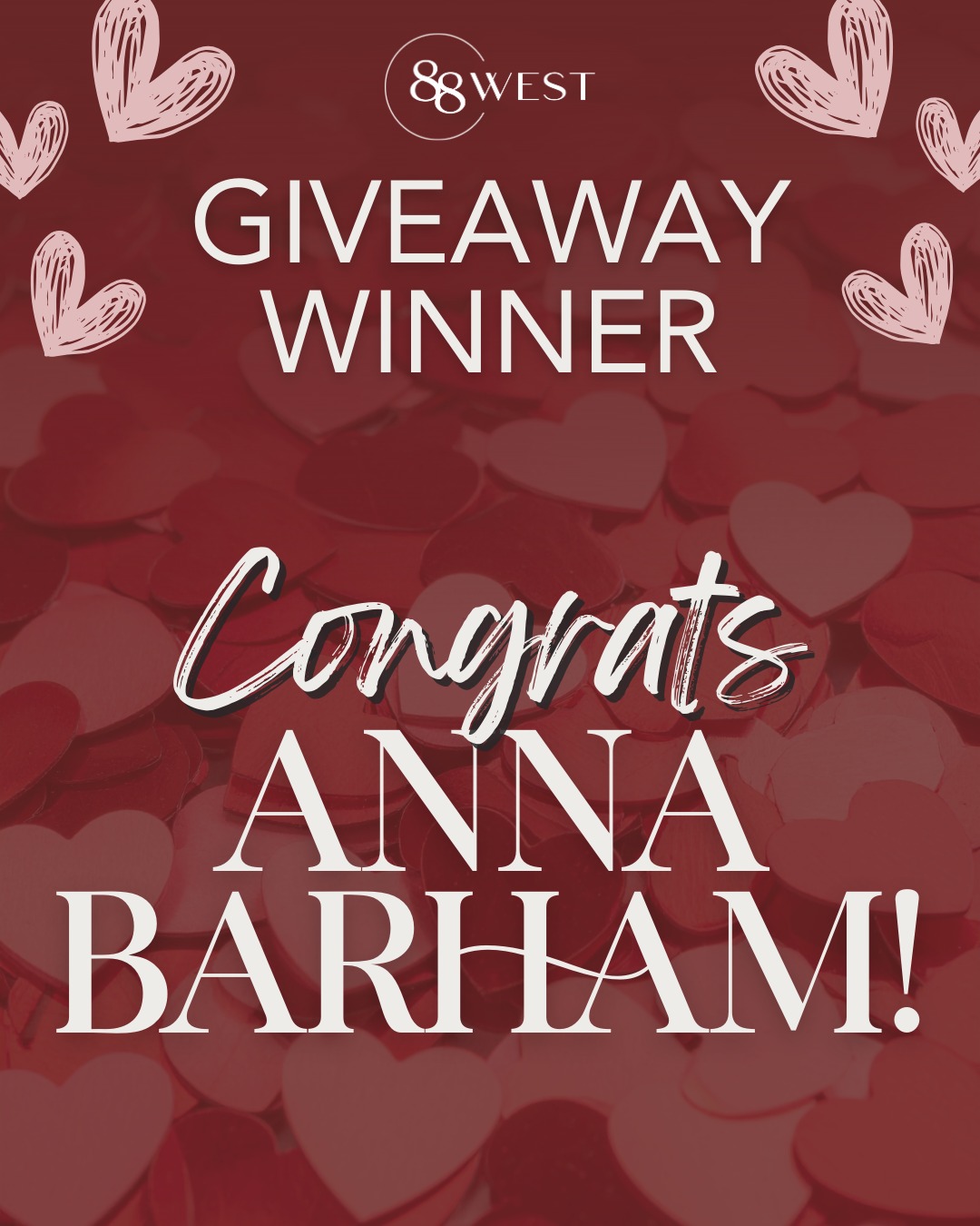 And the winner is… Anna Barham!💘
We loved seeing all the entries and feeling the Valentine’s Day love! Congratulations to our lucky winner—we hope you enjoy every sweet surprise from this giveaway. 🍫✨
-
💻 88westagency.com
-
#88West #88WestAgency #NorthMS #ALGulfCoast #MSGulfCoast #GulfShoresAL #HuntsvilleAL #BrandAgency #MarketingAgency #BrandStrategy #ValentinesGiveaway #SpreadTheLove #ShopLocal #ValentinesDayFun #LocalFavorites