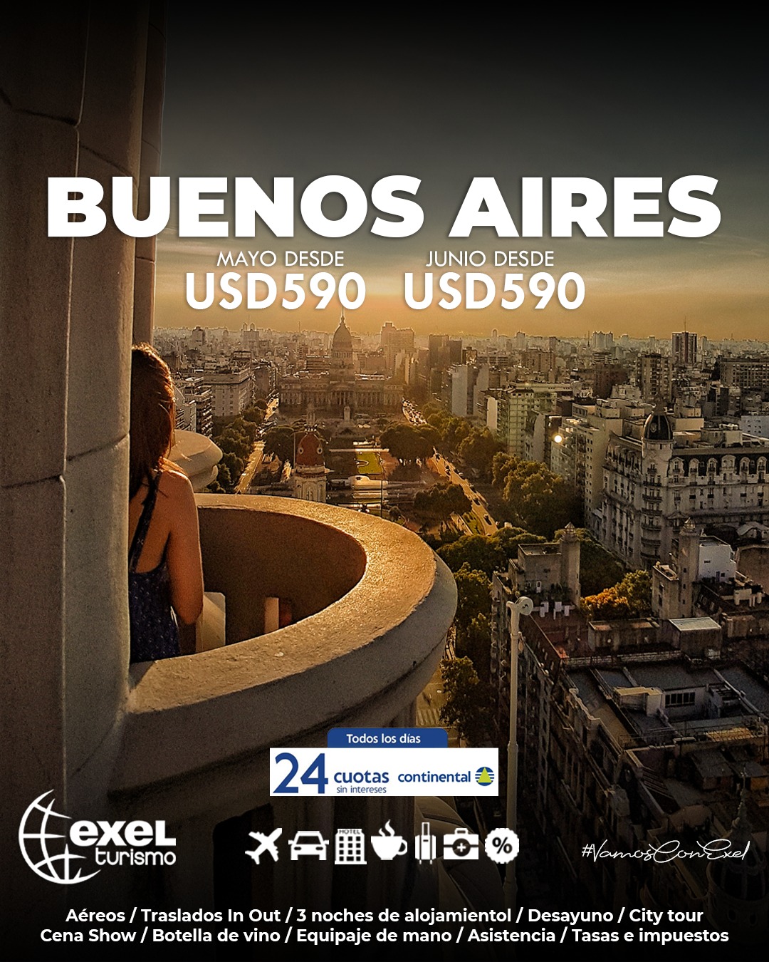 Salidas Buenos Aires mayo y junio 🤩✈
¡Escribinos ya mismo al +595 993 607 747 y #VamosConExel 🏖️
#agencia #exel #travel #viajes