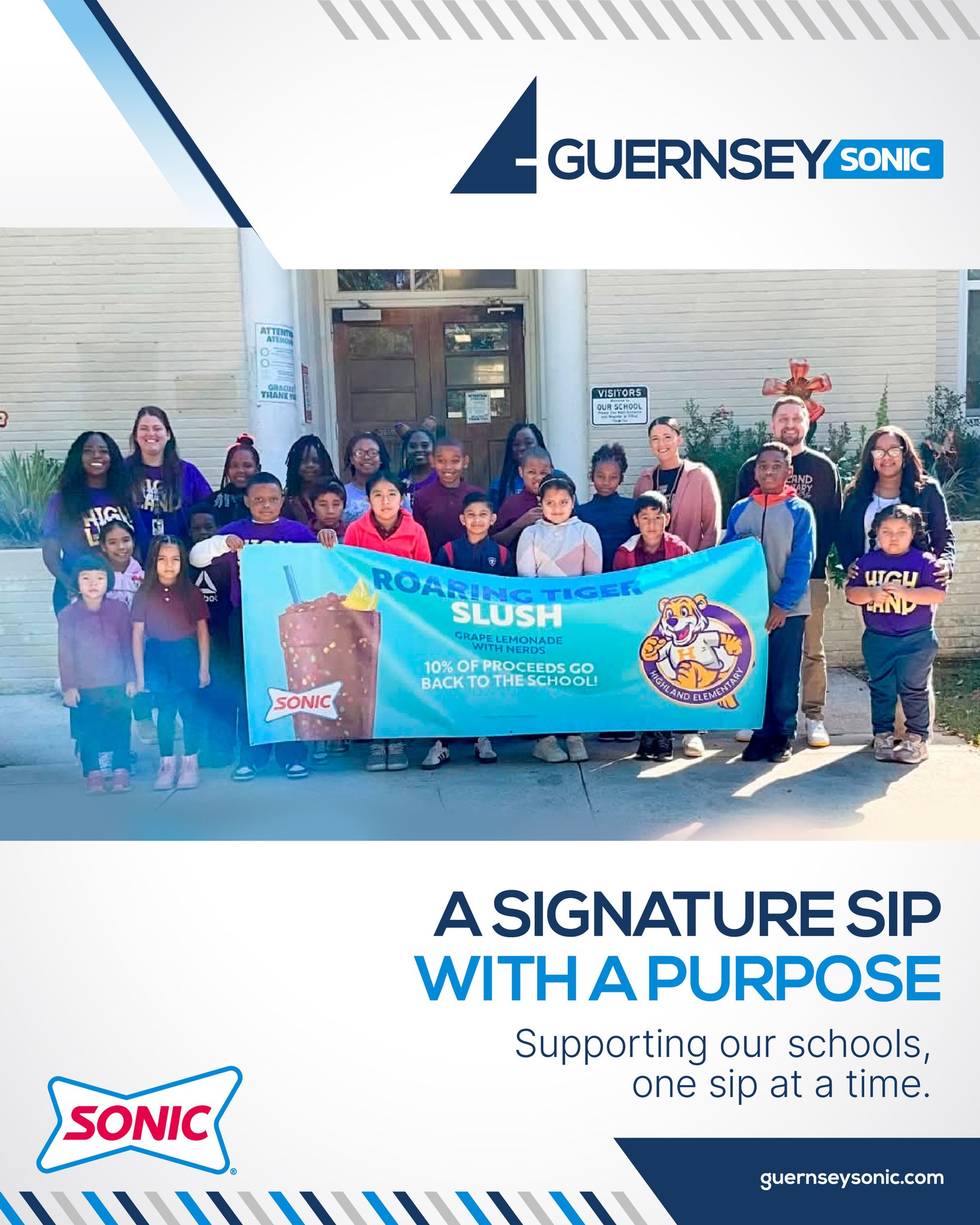 We’re proud to partner with Highland Elementary on something truly special 💙
Introducing the Roaring Tiger, Highland ES’s very own signature Sonic drink!
Even better, 10% of every Roaring Tiger sold goes directly back to support the school.
This partnership is all about school pride, community impact, and creative ways to give back.
📍 Guernsey Sonic on 4171 Perkins Rd
🥤 Grab a Roaring Tiger and support Highland Elementary!
#GuernseySonic #SchoolPride 💙 #CommunityLove #GivingBack #LocalSchools #RoaringTiger 🐯🥤