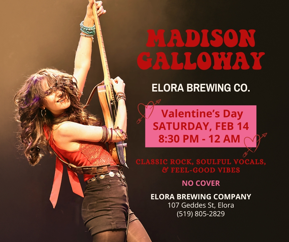 ⚡️ ELORA/FERGUS! ⚡️ Join me TOMORROW, Valentine's Day, at the @elorabrewingcompany from 8:30pm-12am!!! Can't wait to see you there! ❤😘
#ValentinesDay #MadisonGalloway #EloraBrewingCompany #Elora