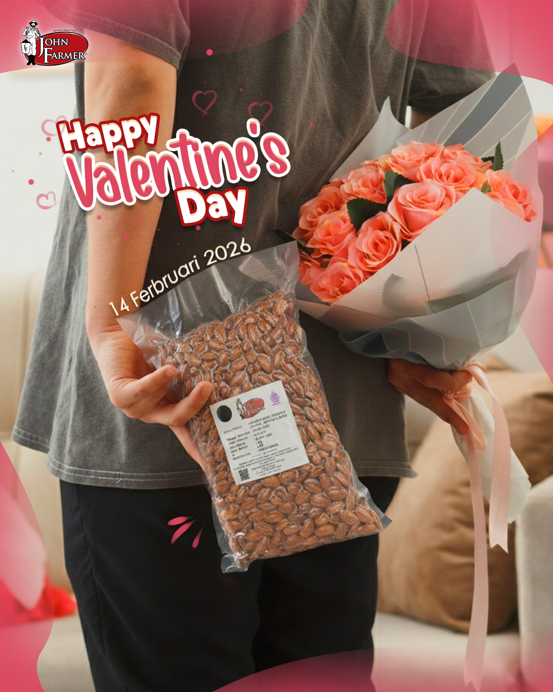 Selamat Hari Valentine, Nutiez! ❤️✨
Jangan lupa kasih kado spesial buat orang yang kamu sayang yaa 😉
Kayak mimin nih… hadiahnya simple tapi bikin happy: snack paling enak, Almond Panggang dari John Farmer 🥰🌰
Karena cinta itu manis… tapi kalau ditemenin yang gurih & renyah, jadi makin perfect! 💘
#johnfarmer #specialistinqualitynuts