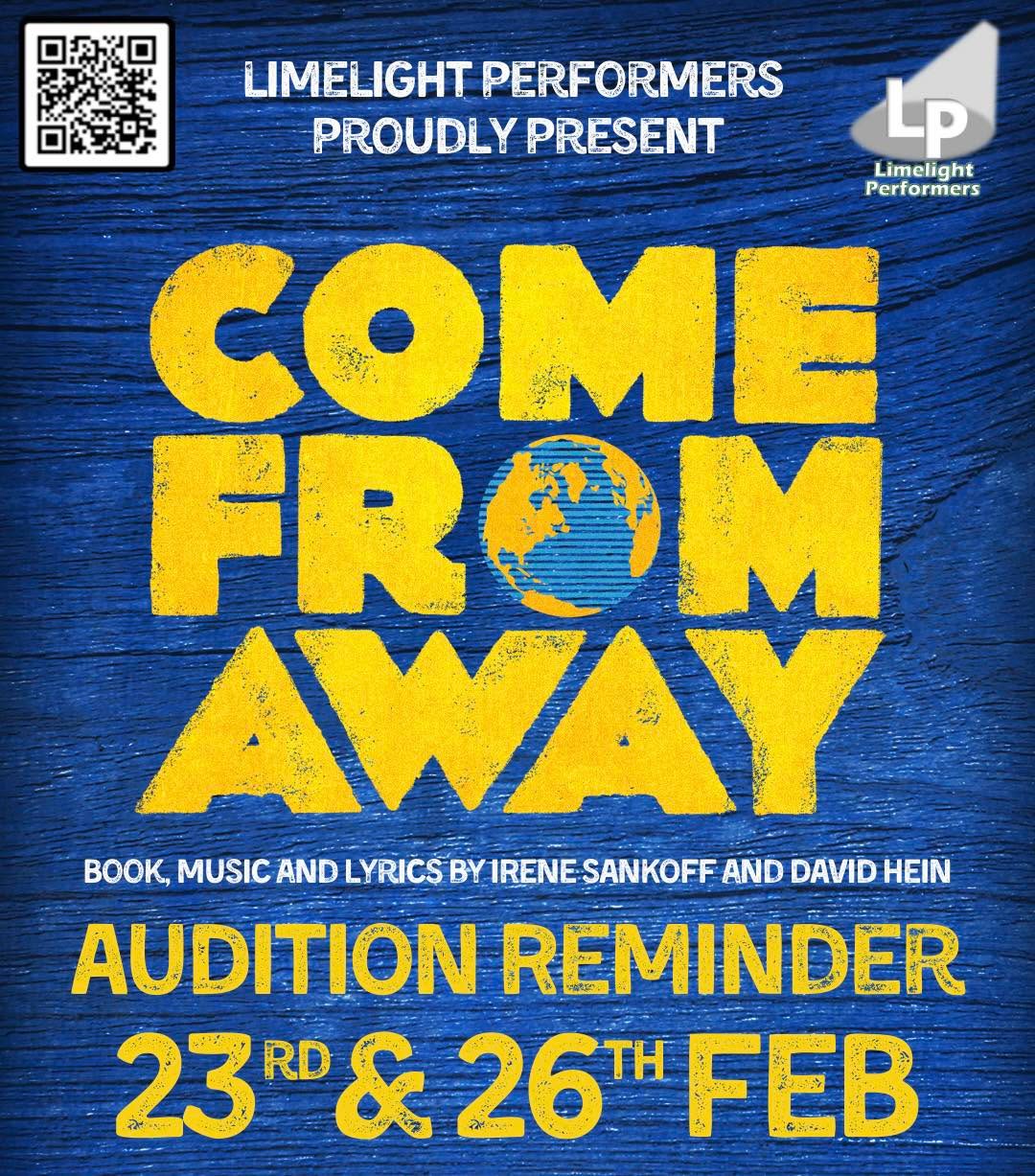 📢 AUDITION FOR COME FROM AWAY 🎶
A reminder that auditions are about to begin for Come From Away, coming to the New Wolsey Theatre in July 2026!
Audition Dates
📍Monday 23rd February - 7pm
📍Thursday 26th February - 7pm
You only need to attend one audition date. Possible callbacks: Monday 2nd March
Sign up now (ages 16+)
👉 limelightperformers.co.uk/perform
🎶 Cast | Band | Crew
If you're interested in being involved onstage or behind the scenes, please complete the form above. Band and crew applicants will be contacted after cast auditions are complete.
🎟️Performance Dates
🗓️15th-18th July 2026
🎭 5 performances at the New Wolsey Theatre
📌 Availability Required
• Tech & dress rehearsals + performances: 12th-18th
July 2026
• Rehearsals: Every Monday & Thursday evening from 13th April
✨More information about the show is available on our website.
#ComeFromAway #MusicalTheatre #LimelightPerformers