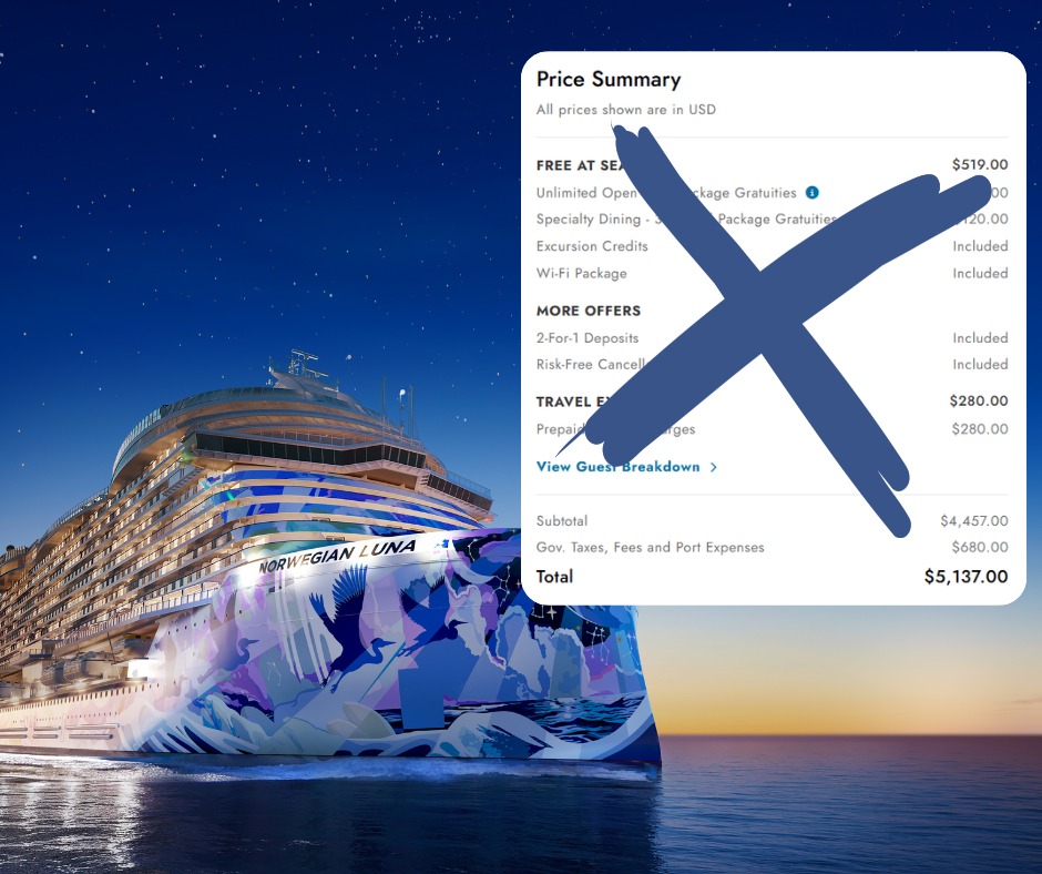 Why book direct when you can join us and save over $500?
• Direct: $5,137
• My group price: $4,590
Same cruise. Same cabin. Same perks.