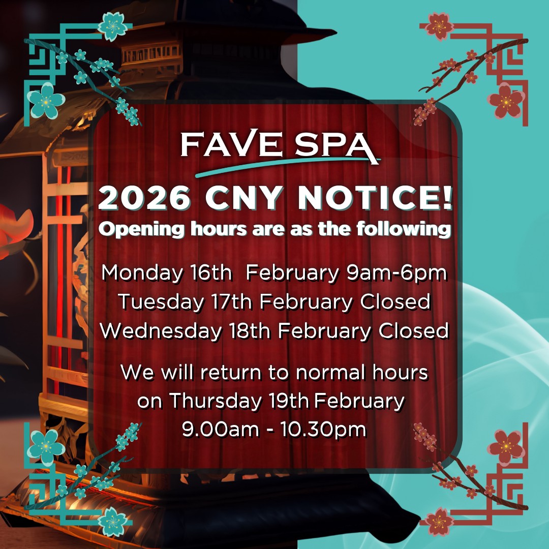 2026 CNY Notice!
Opening hours are as the following.
Monday 16th February 9am-6pm
Tuesday 17th February Closed
Wednesday 18th February Closed
We will return to normal hours on.
Thursday 19th February 9am-10.30pm
.
Indulge yourself in a rejuvenating session with our
certified and well-loved therapists at an affordable price
starting from $58/hr.
Call 62430441 or message us at https://wa.me/
6587956578 for a session today!
Visit www.favespa.sg for more details!
We are at 56 New Upper Changi Road #01-1330
Singapore 461056 ❤️
.
#favespa #massagetherapy #massage #bedok
#bedokmassage #changi #changimassage #sgpromo
#goodmassage #sgspa #sgmassage #singapore
#singaporegirl #sggirls #singaporecity #massagespa