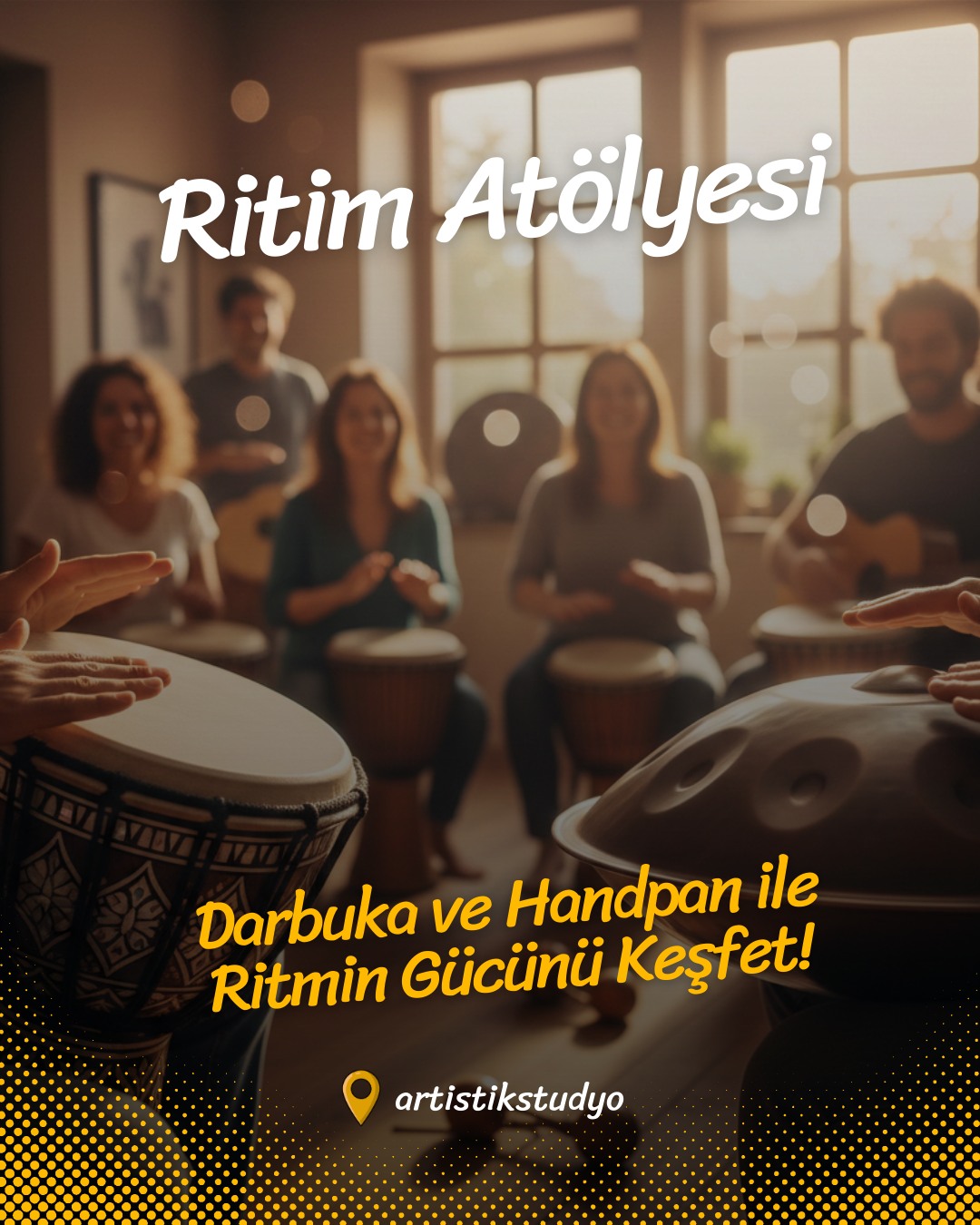 Ritimle Yeniden Bağ Kur! 🎶
İçindeki ritmi keşfetmeye hazır mısın? Darbukanın geleneksel tınıları ile Handpan’in büyüleyici modern sesini bir araya getirdik. Bu atölyede sadece müzik yapmıyoruz; enerjimizi paylaşıyor, stres atıyor ve birlikte üretmenin keyfine varıyoruz. 🌟
✅ Hiçbir deneyim gerekmez.
✅ Enstrümanlar bizden, enerji sizden!
Sınırlı kontenjan için yerini hemen ayırt, ritmin gücünü bizimle keşfet. 🥁✨
📍 @artistikstudyo | Detaylı bilgi ve kayıt için 0542 248 69 20
#RitimAtölyesi #DarbukaKursu #Handpan #MüzikAtölyesi #RitimDersi #HobiEdin #SanatAtölyesi #ArtistikStüdyo #MüzikEğitimi #Darbuka #HandpanMüzik