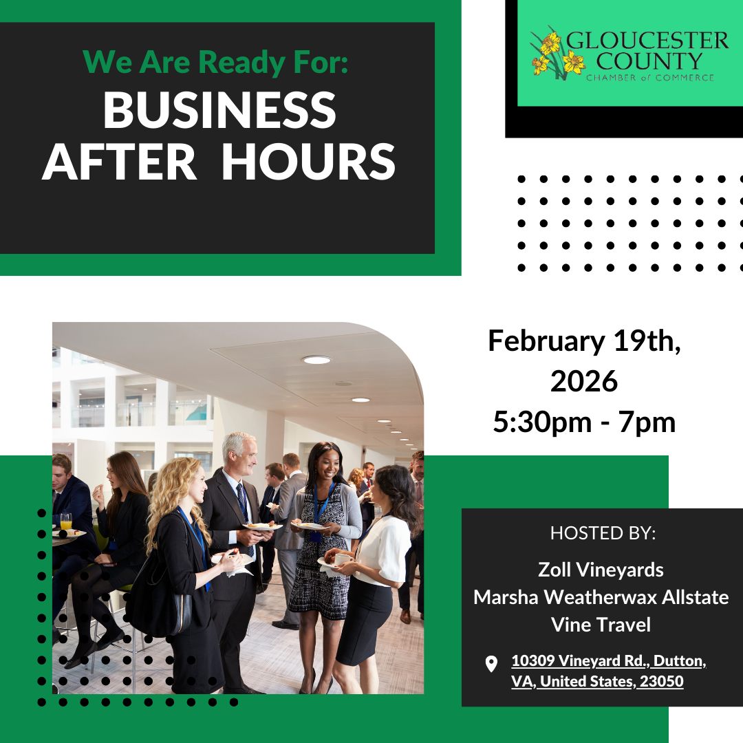 🍷🎉 TODAY’S THE DAY! Business After Hours at Zoll Vineyards
Join us tonight from 5:30–7:00 PM for a relaxed evening of wine, food, prizes, and great connections.
📍 10309 Vineyard Rd., Dutton, VA 23050
🤝 Hosted with Marsha Weatherwax Allstate Insurance & Vine Travel, INC
Stop by after work, bring a friend, and enjoy a beautiful evening at the vineyard — no formal agenda, just great people and a welcoming atmosphere.
✨ Walk-ins welcome — we’d love to see you there!
“If you’re coming, drop a 🍷 below so we can say hi when you arrive!”