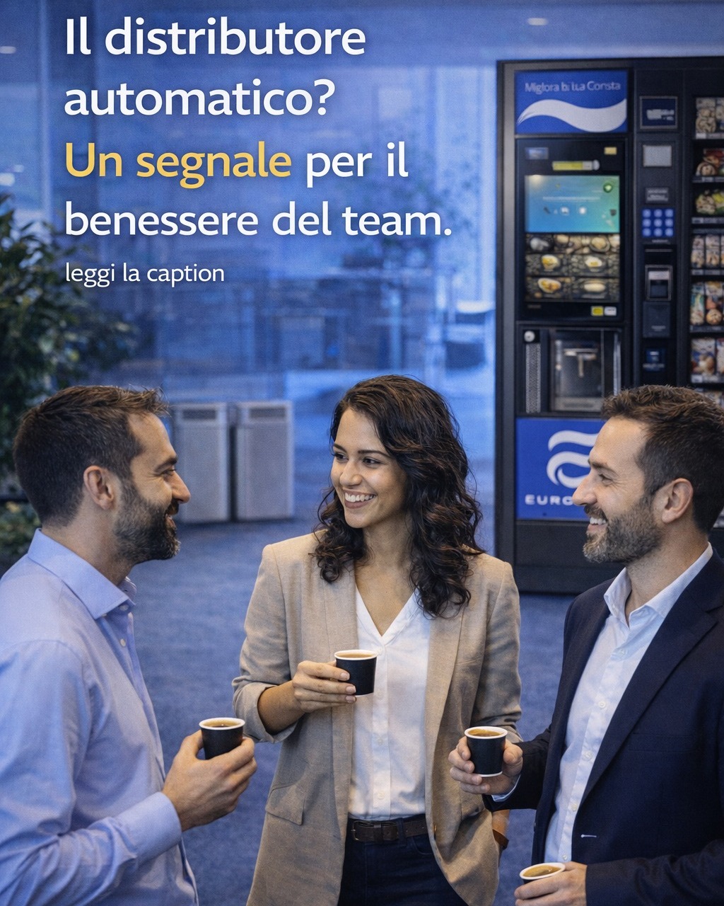 Il distributore automatico non è solo una macchina. È parte della cultura aziendale. ☕
Nella quotidianità di un ufficio, la pausa non è un momento qualsiasi.
È uno spazio di decompressione, socialità, ricarica.
Un luogo (fisico ed emotivo) dove le persone si incontrano senza gerarchie, scambiano idee, staccano per ripartire meglio.
In questo contesto, l’area ristoro diventa un segnale visibile di quanto un’azienda tiene al benessere del proprio team.
Una macchina vecchia, poco curata, con prodotti banali comunica trascuratezza.
Un distributore aggiornato, con un’offerta pensata e uno spazio gradevole, trasmette cura, attenzione, identità.
E non si tratta solo di “fare bella figura”.
Si tratta di creare un ambiente coerente con i valori aziendali.
Di offrire un’esperienza che rafforzi il senso di appartenenza e il clima interno.
Curare la pausa significa prendersi cura delle persone.
Anche nei dettagli.
Vuoi valorizzare davvero questo spazio all’interno della tua azienda?
Contattaci. Saremo felici di aiutarti a farlo nel modo giusto:
🌎 https://www.eurocedibe.it/miglioralatuagiornata
📞 800.943.011
📧 info@eurocedibe.it
#BenessereAziendale #CulturaOrganizzativa #SpaziCondivisi #PausaDiQualità #IdentitàAziendale