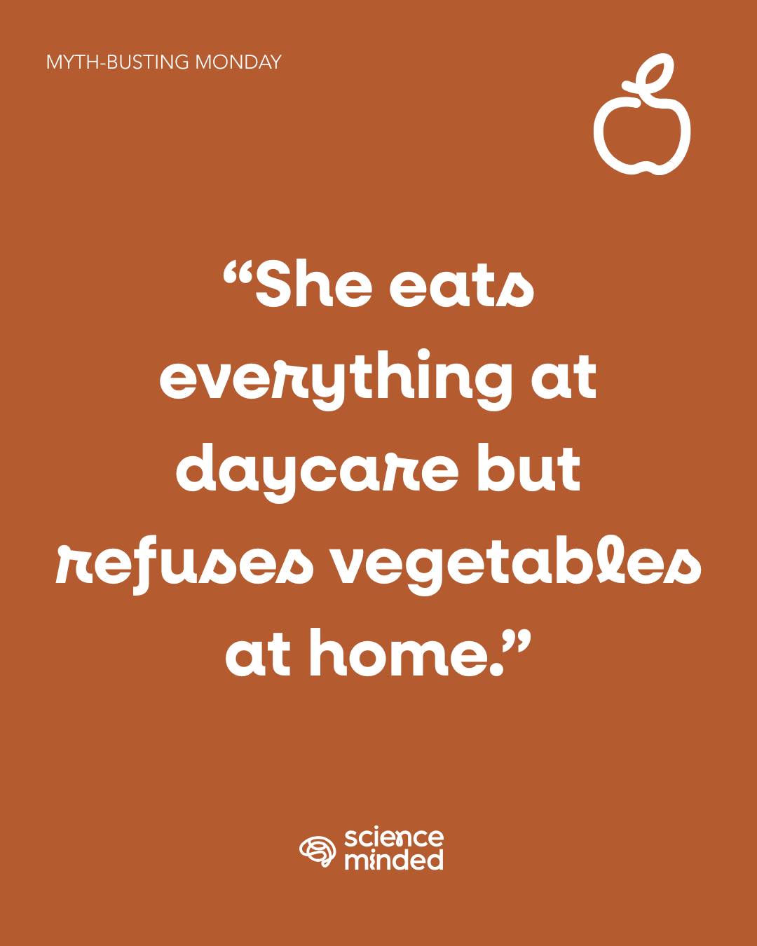 MYTH: They can do it at childcare, they’re choosing not to at home.
We’ve all said it.
“She eats everything at daycare.” “They say he eats vegetables there.” “At home? Nothing but beige.”
As a parent, I get it. It's frustrating. It's also tempting to assume simplistic explanations like their "choosing" not to eat their dinner or view it as an act of defiance or power.
But development does not work like that.
Children regulate differently across contexts.
At daycare there is structure, routine, modelling and peer influence. When children see other children trying foods, they are significantly more likely to try them too. Peer modelling is powerful.
There is also something called social facilitation. We eat differently in groups. We experiment more. We follow the norm. This happens with adults too. We might be more likely to eat a prawn cocktail because everyone else at the fundraiser is.
At home, something else happens.
Home is the safest place in a child’s world. It is often where nervous systems decompress. After holding it together all day, some children unravel. This can show up as pickiness, clinginess or rigidity.
It's not manipulation. It is regulation.
The fact that they can do something in one context does not mean they are choosing not to in another.
It means behaviour is relational, contextual. It means environments shape behaviours and stress levels. It means peer dynamics matter.
Instead of asking, “Why are they refusing at home?” We might ask, “What’s different about this environment?”
Structure? Expectations? Energy? Connection? Stress?
Just like us, our children are not static creatures with fixed traits. They are adaptive. They respond to systems.
Context is not an excuse. However, it is an explanation.
#ContextMatters #FeedingDevelopment #PeerInfluence #NervousSystemRegulation #ScienceMindedParenting
References: Birch (1980); Hendy (2002); Lumeng et al. (2008); Blissett (2011)